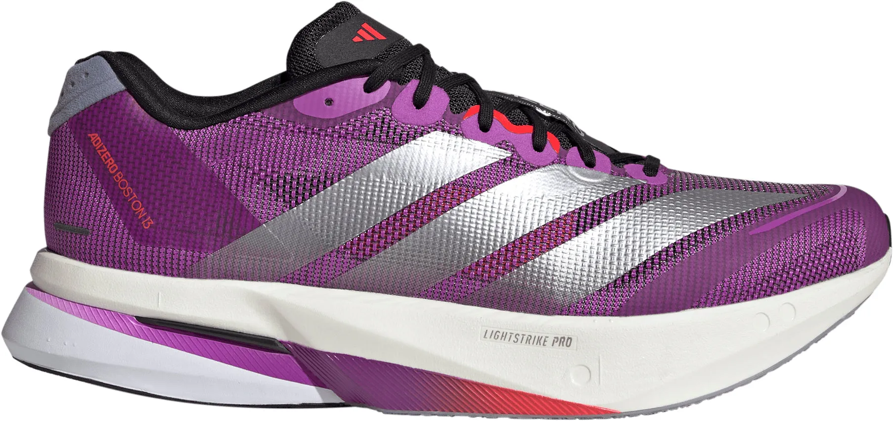 adidas Adizero Boston 13 Mens Running Shoes - Purple Spring Walk Secure lacing system