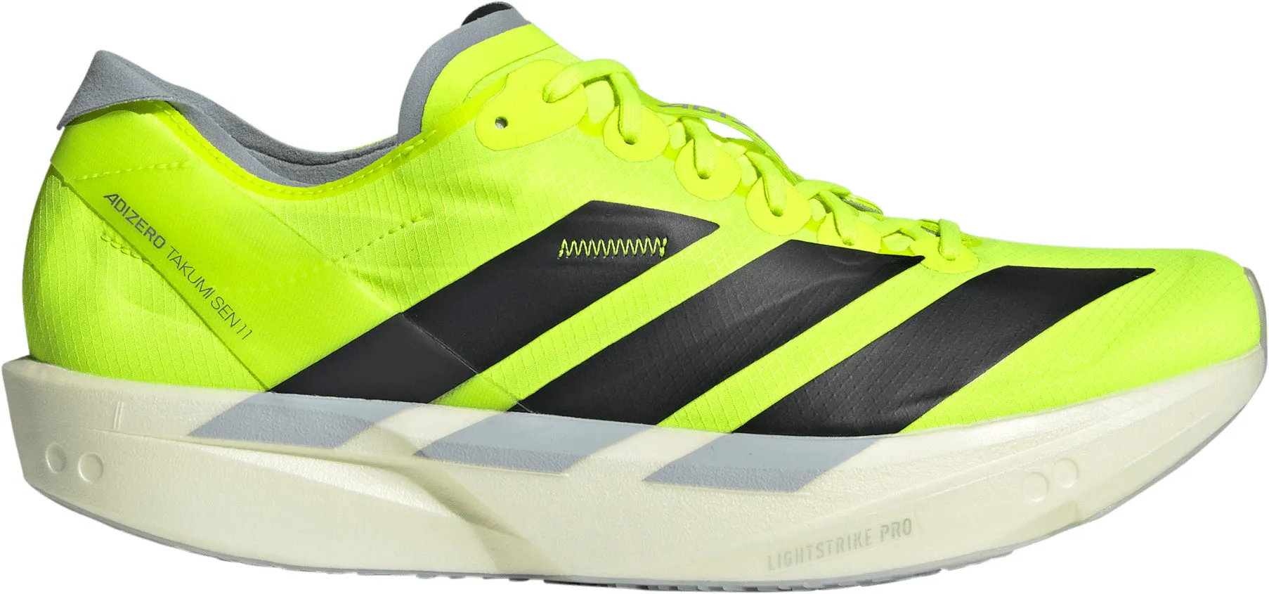 adidas Adizero Takumi Sen 11 Mens Running Shoes - Yellow Stretchable Material Heel Support