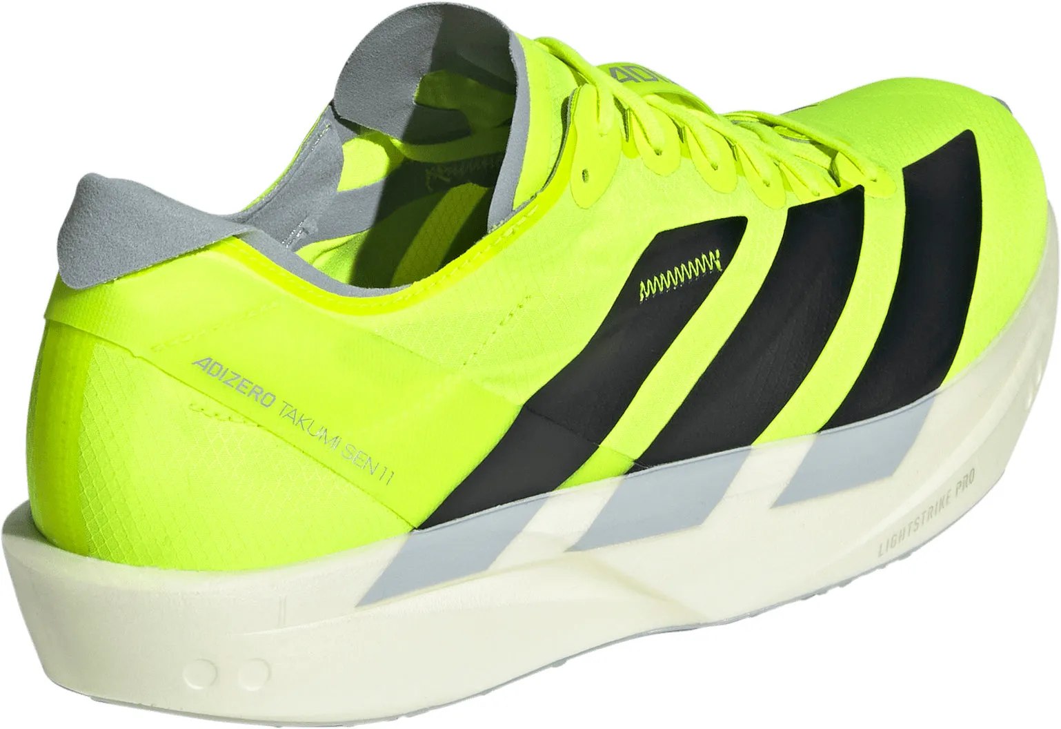 adidas Adizero Takumi Sen 11 Mens Running Shoes - Yellow Smooth Internal Seams Mid Foot Lockdown