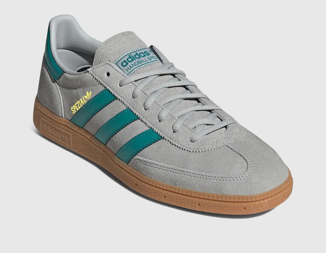 adidas Originals Handball Spezial Grey / Pure Tea - Gold Flexible Rocker Sole Laser Cut Panels