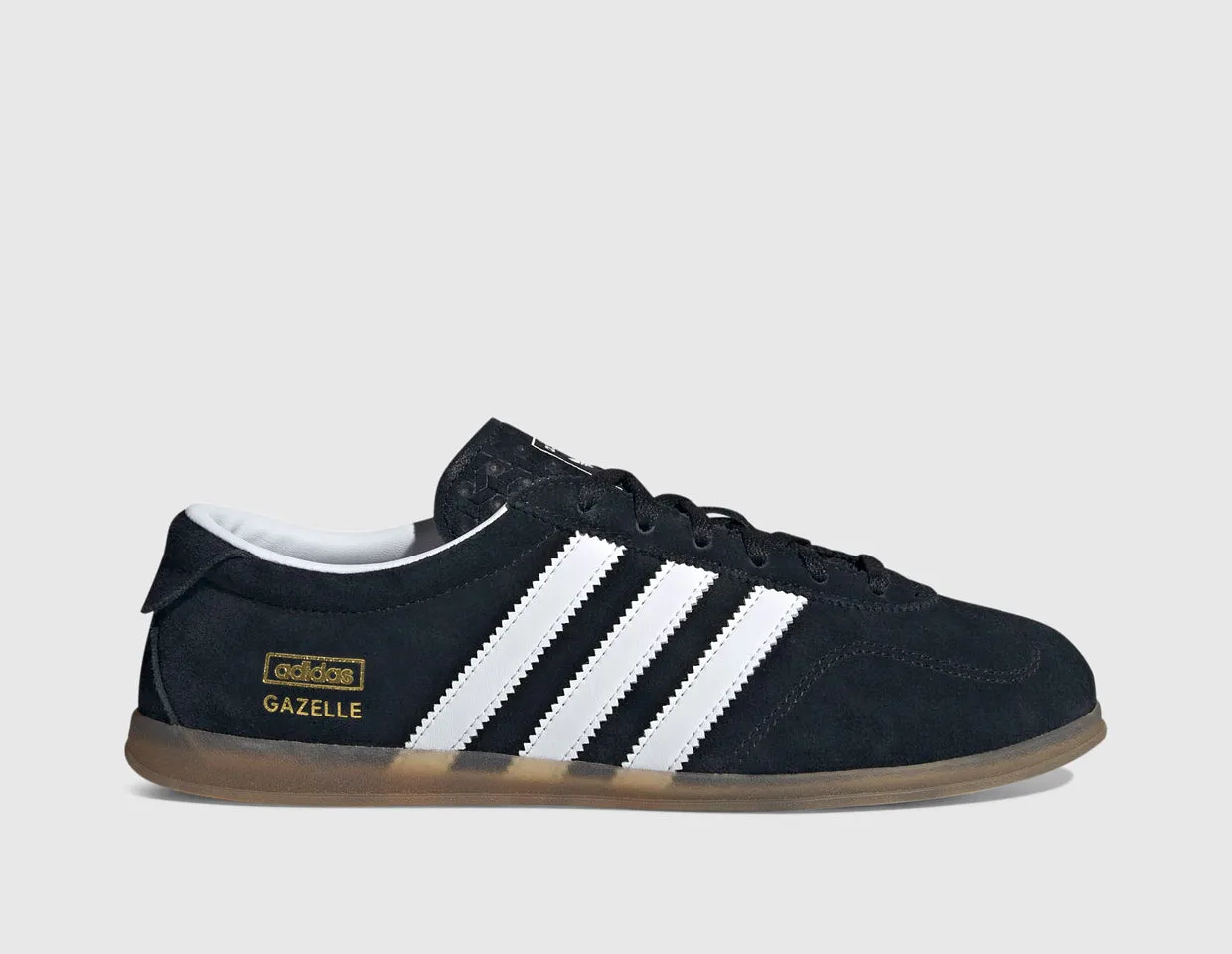 adidas Originals Women's Gazelle Lo Pro Core Black / Cloud White - Gum running in summer Wide Stance Platform