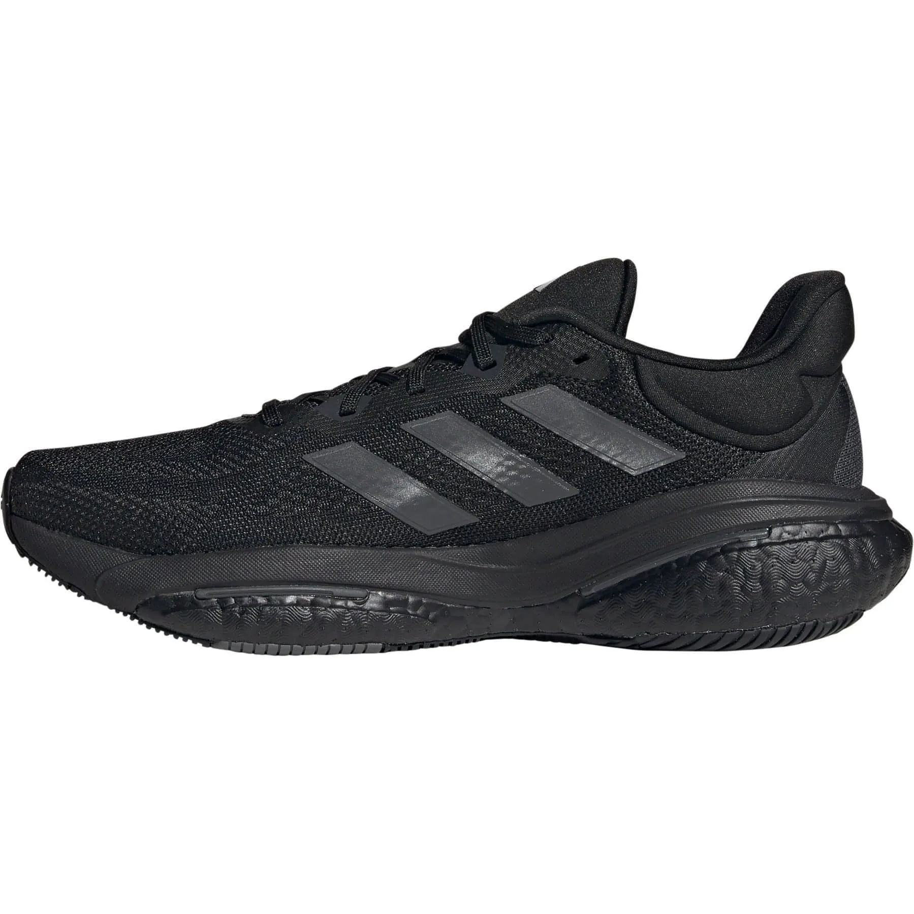 Responsive sole Asymmetric Lacing Designs adidas SolarGlide 6 Mens Running Shoes - Black