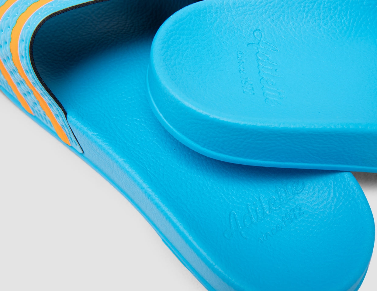 Tension Dispersing Outsole Breath Comfort adidas Originals Adilette Sky Rush / Orange Rush - Sky Rush