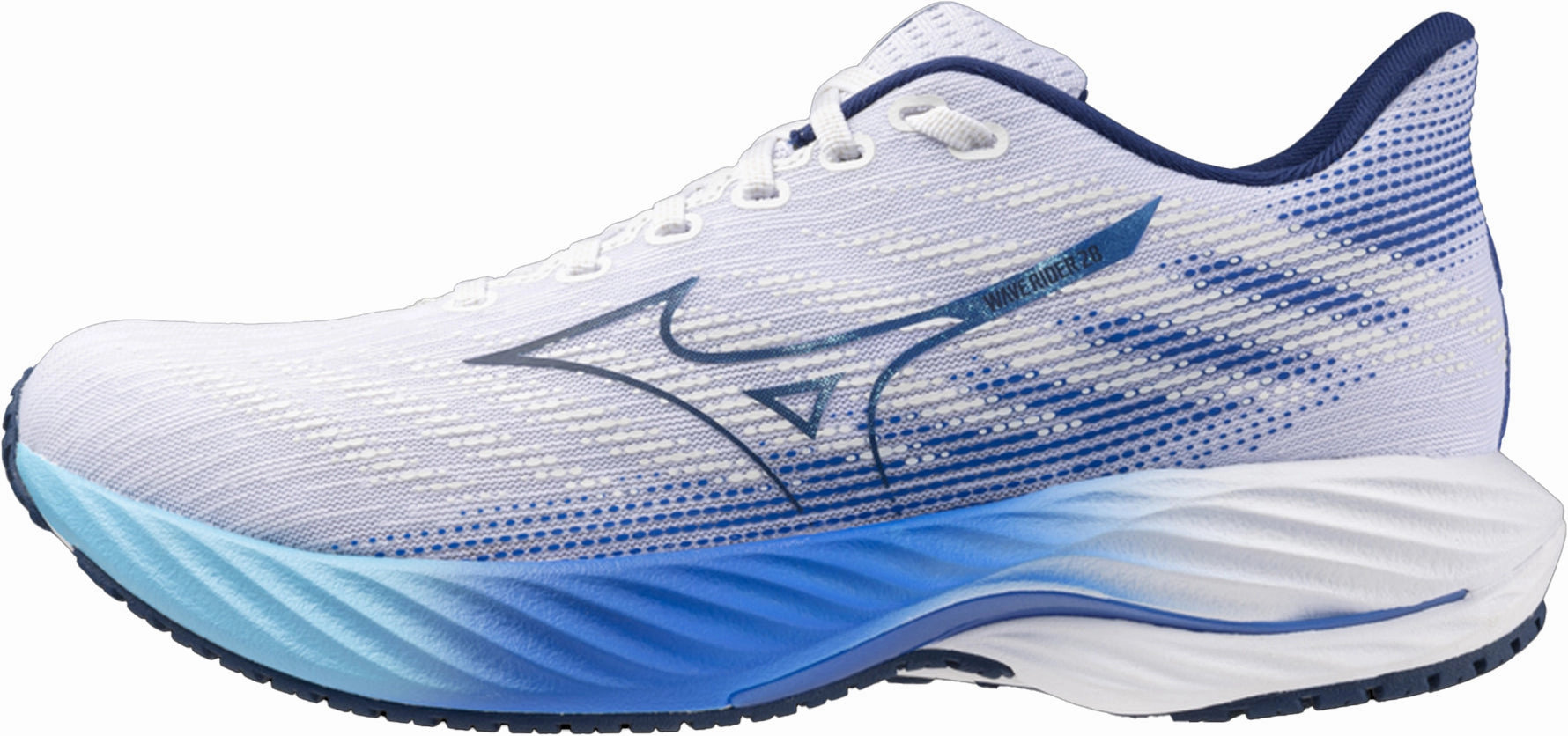 Mizuno Wave Rider 28 Mens Running Shoes - White Anti Friction Sculpted Design