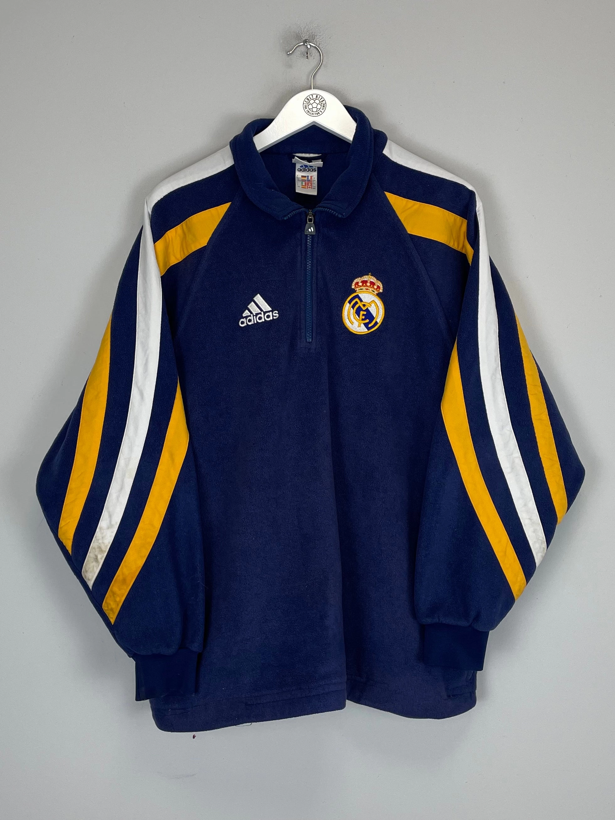 1998/99 REAL MADRID 1/4 ZIP FLEECE (M) ADIDAS Sustainable Dye Method Sweat Control