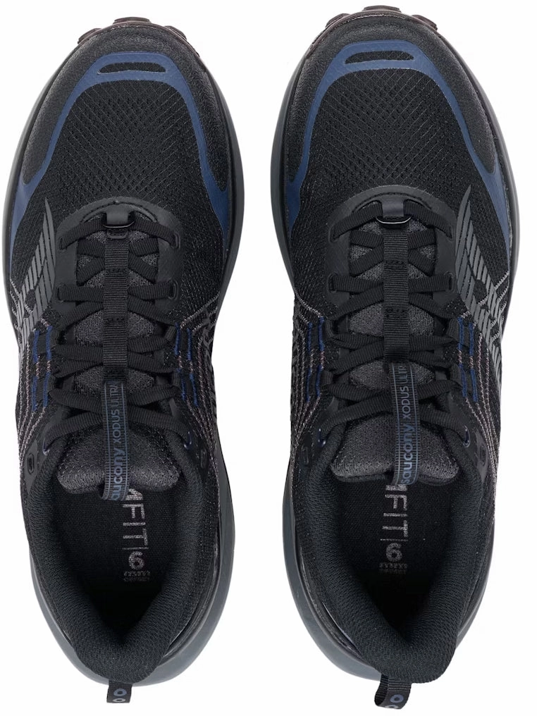 Saucony Xodus Ultra 4 Mens Trail Running Shoes - Black Retro Style Thermoplastic Heel Stabilizers