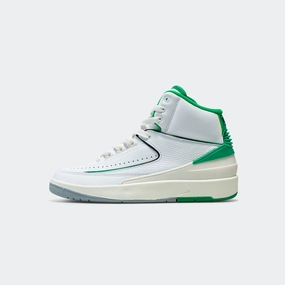 Flex groove Air Jordan 2 (GS)  - White/Lucky Green-Sail-Lt Steel Grey