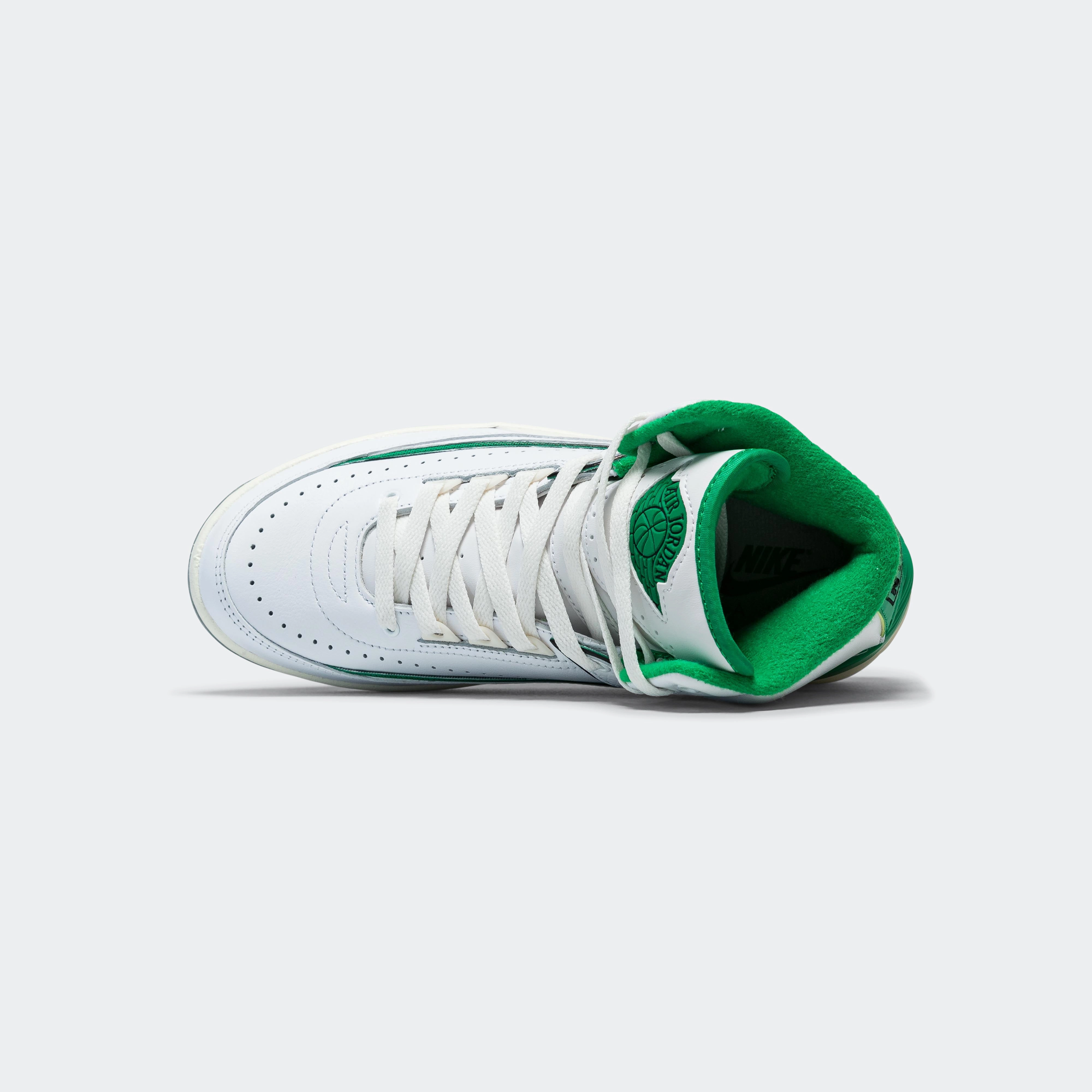 Air Jordan 2 (GS)  - White/Lucky Green-Sail-Lt Steel Grey Easy Entry Stabilizing Heel Clip