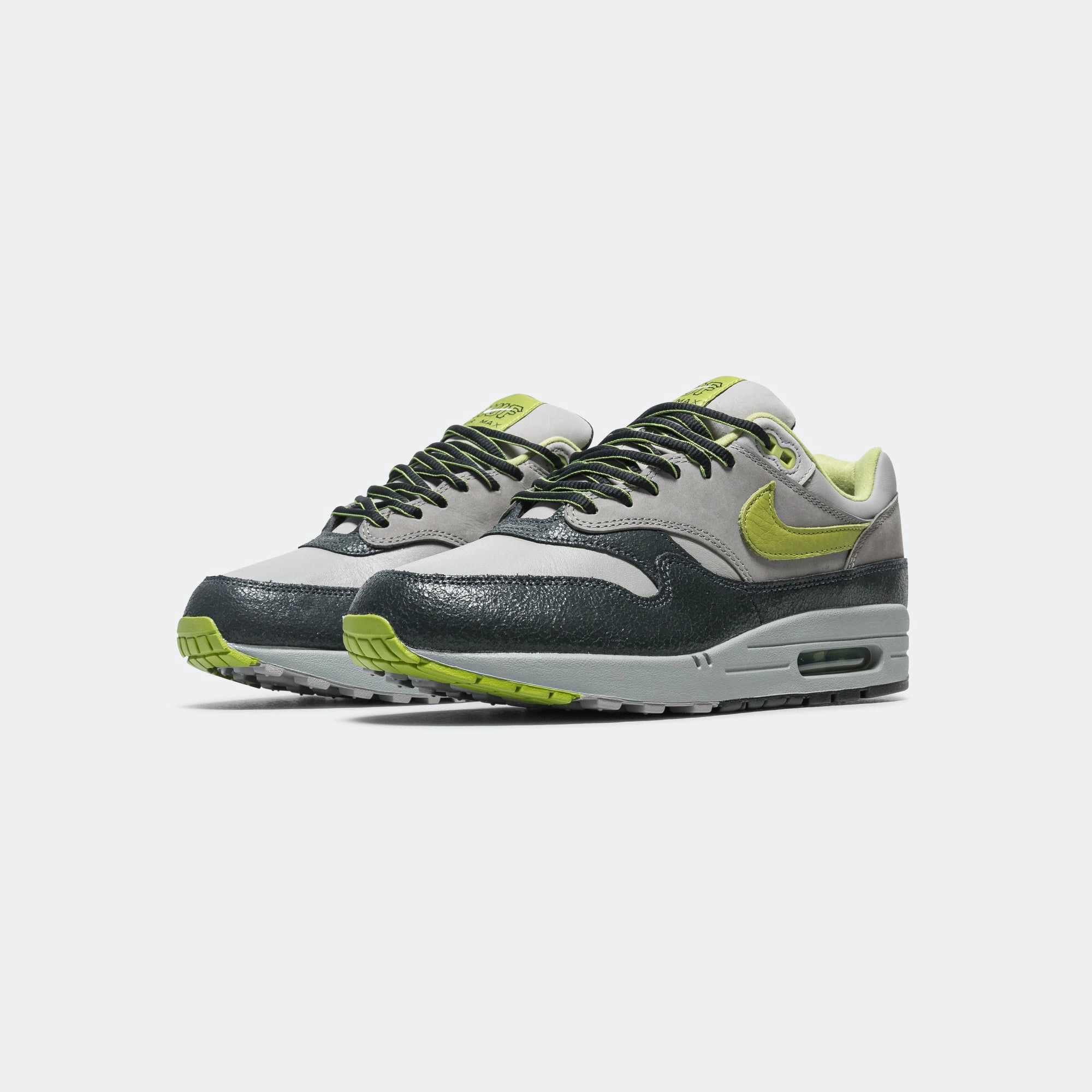 Air Max 1 STR x HUF - Anthracite/Pear-Medium Grey-Flat Pewter Heel Support Strong Stitching