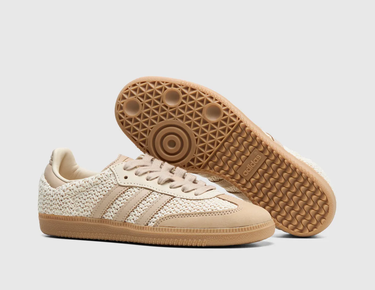 adidas Originals Women's Samba OG Sand Strata / Magic Beige - Gum Wide Base Platform Sunny Day