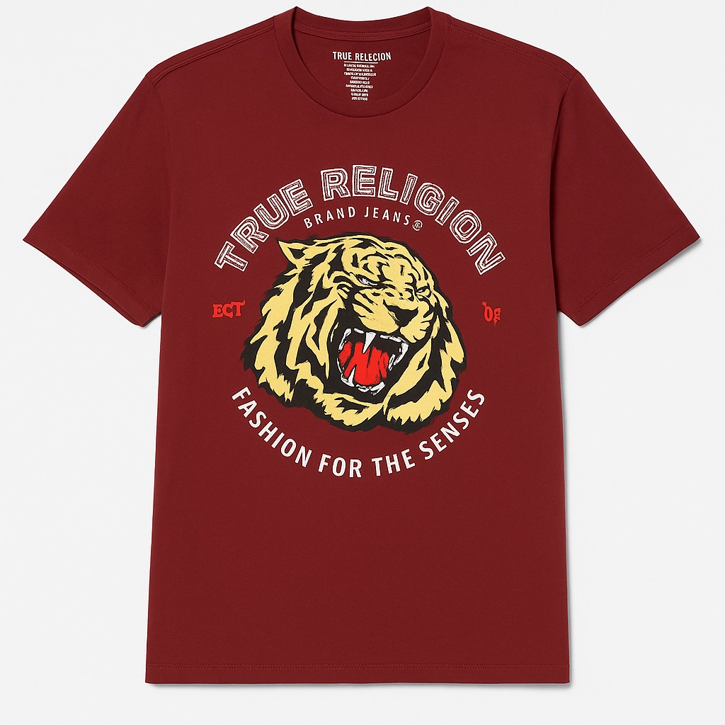 No-Shrink Fabric Light Fashion True Religion Maroon Men T shirt