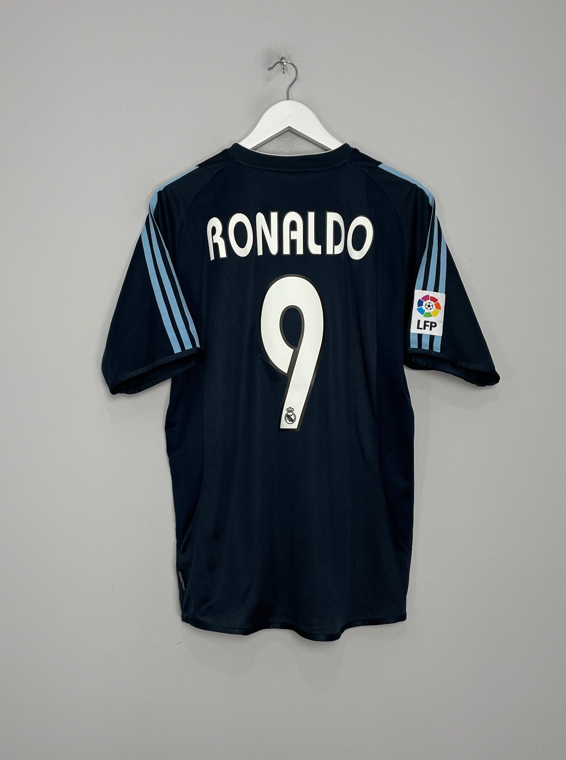 2003/04 REAL MADRID RONALDO #9 AWAY SHIRT (M) ADIDAS Eco Friendly Textile Advanced Elasticity Fibers