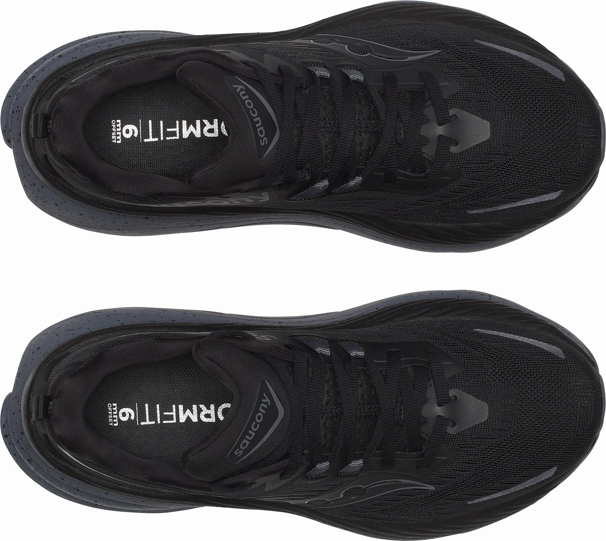 Saucony Hurricane 24 Womens Running Shoes - Black Vegan Synthetic Leather