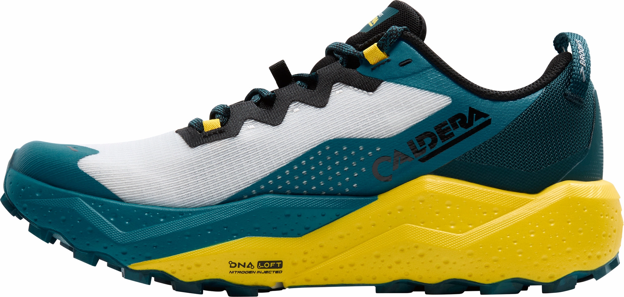 Grip Flow Recycled Rubber Base Brooks Caldera 8 Mens Trail Running Shoes - White