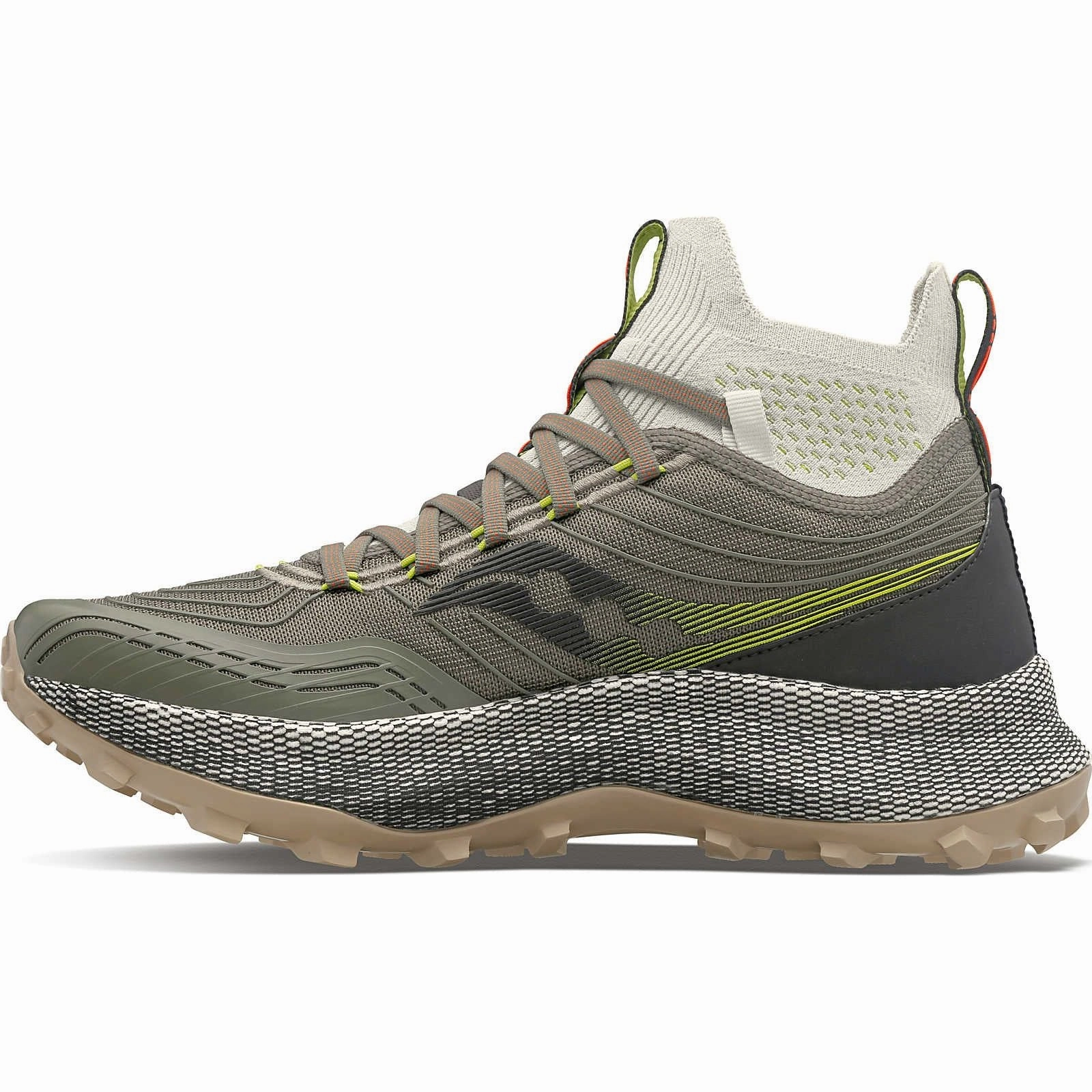 Cushion Base Microfiber Insole Saucony Endorphin Mid Mens Trail Running Shoes - Green