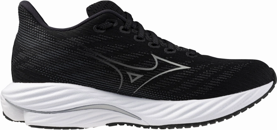 Breathable Upper Mizuno Wave Rider 28 WIDE FIT (D) Womens Running Shoes - Black