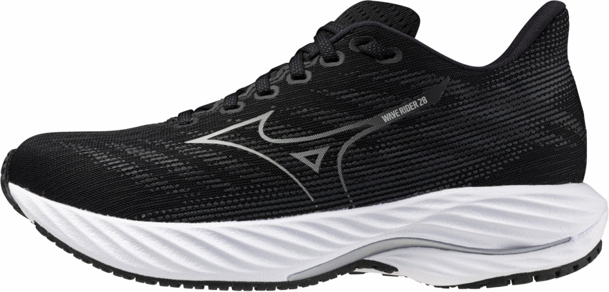 Mizuno Wave Rider 28 WIDE FIT (D) Womens Running Shoes - Black Smart cushioning