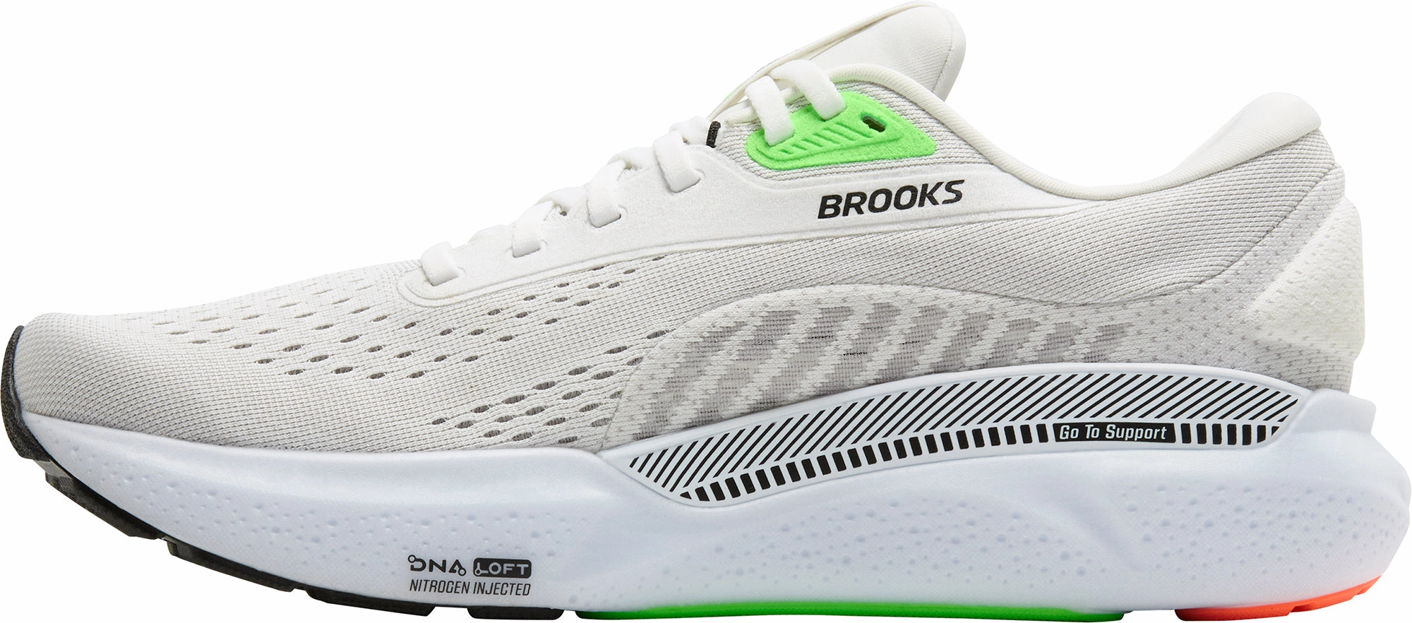Brooks Adrenaline GTS 24 Mens Running Shoes - White Non Slip Heel Grip No Pressure