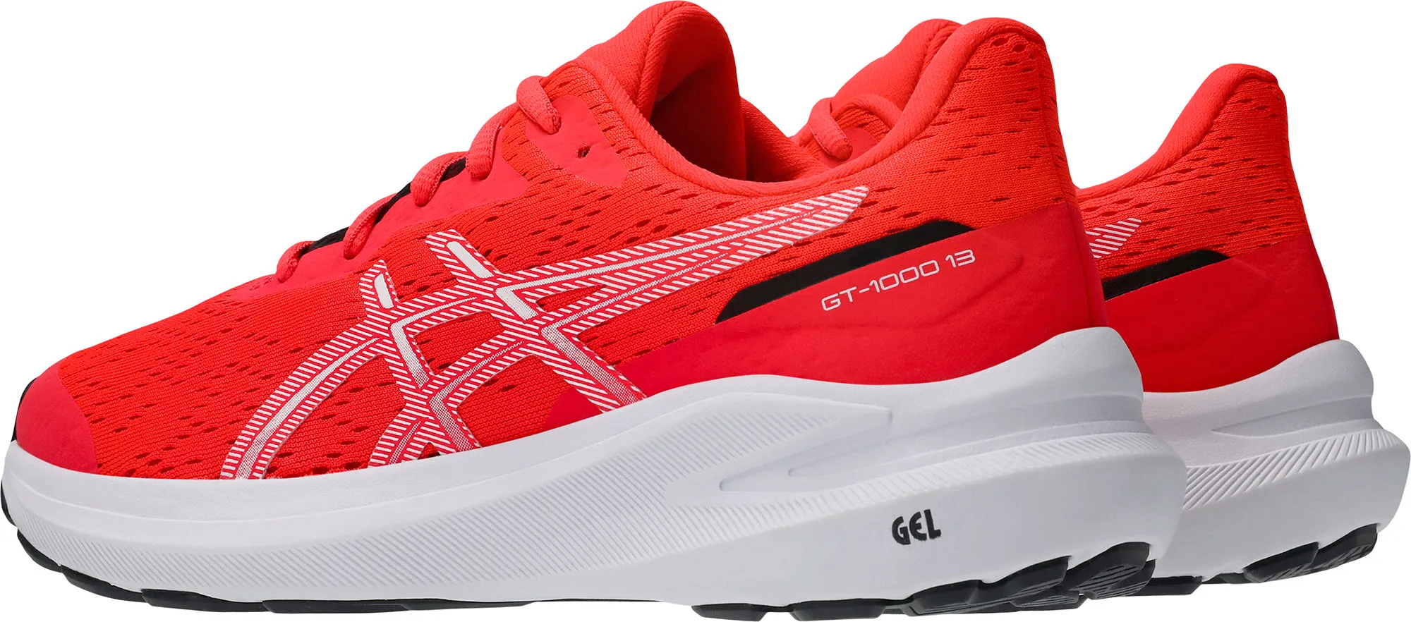 Breathable Airflow Channels Bounce Back Cushion Asics GT 1000 13 GS Junior Running Shoes - Red
