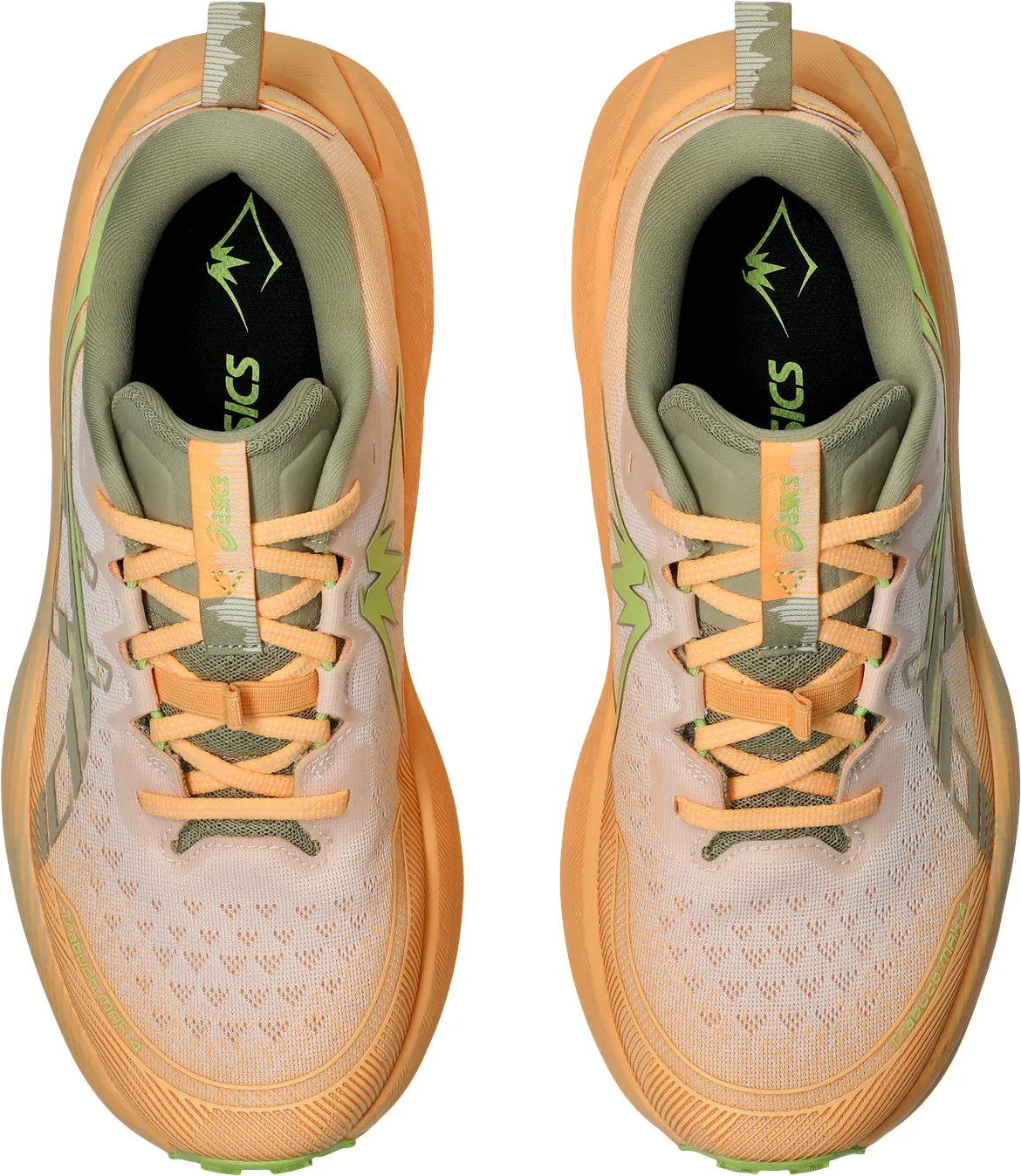 Elastic Band Contoured Footbed Design Asics Trabuco Max 4 Mens Trail Running Shoes - Orange