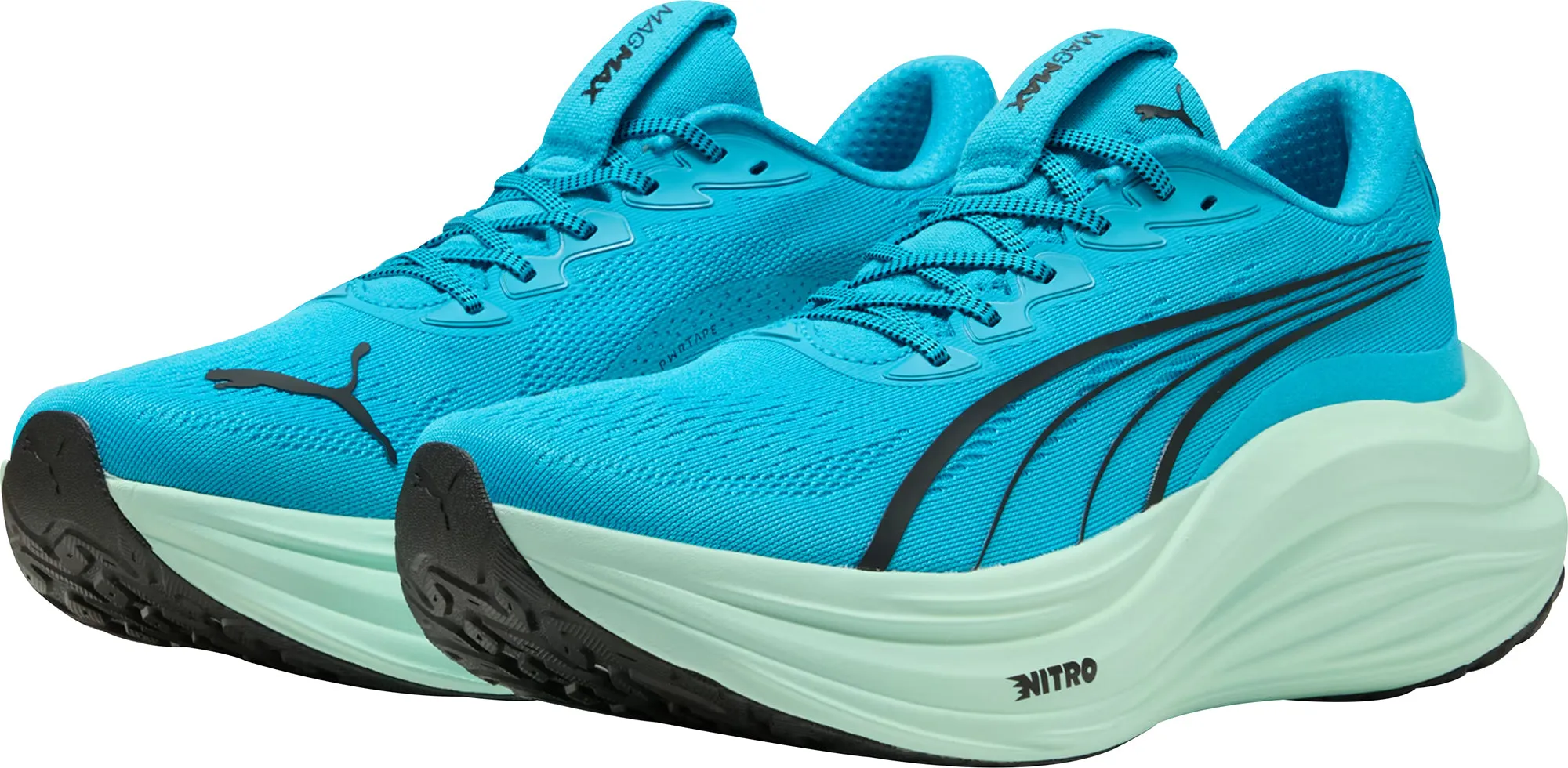 Puma MagMax Nitro Mens Running Shoes - Blue Hydrophobic Upper Coating Traction Optimized