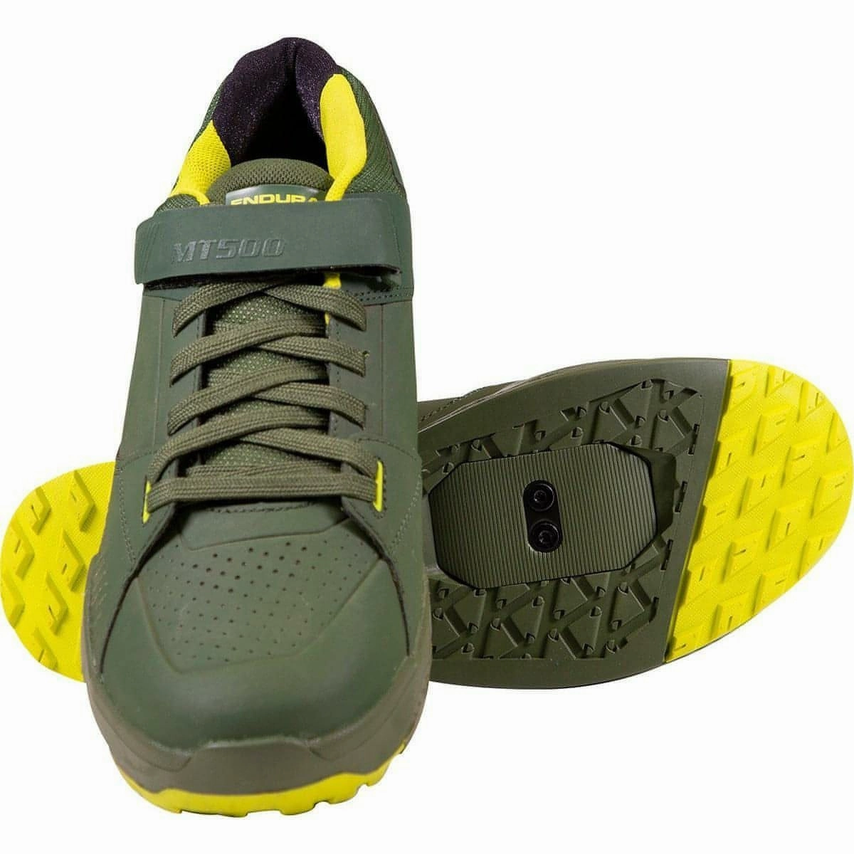 Endura MT500 Burner Clipless Mens MTB Cycling Shoes - Green lace up closure