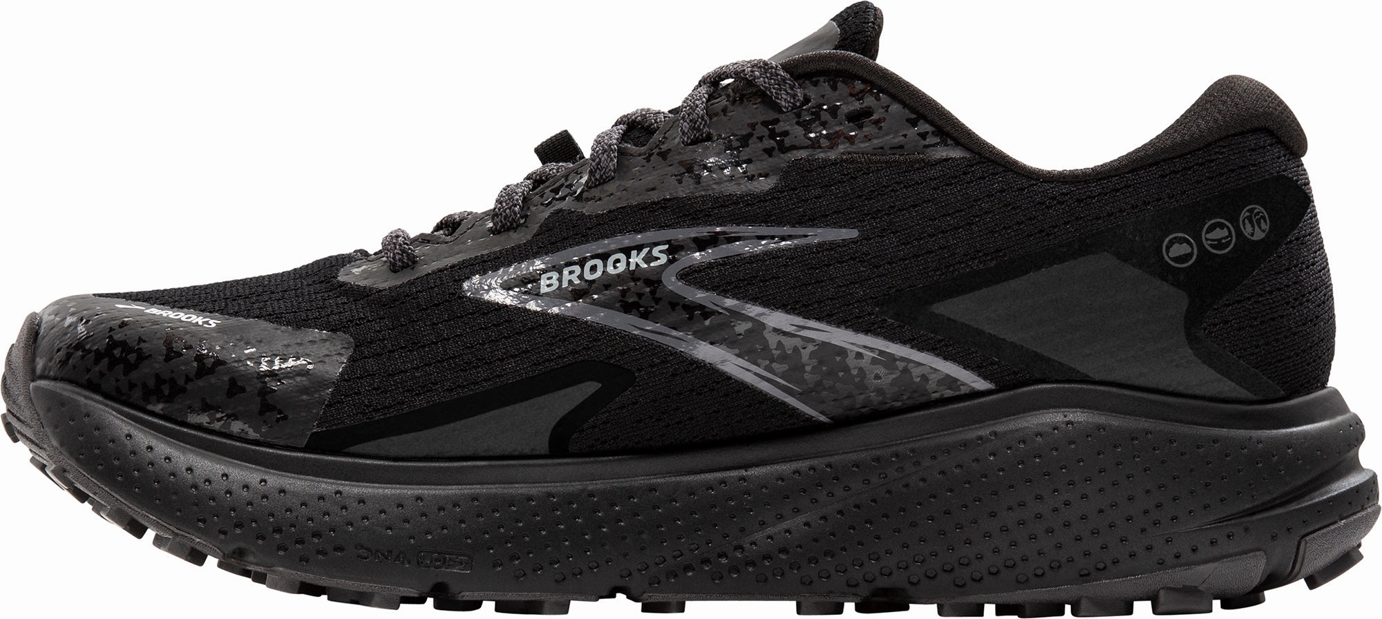 Compression Molded Abrasion Protection Brooks Divide 5 GORE-TEX Mens Trail Running Shoes - Black