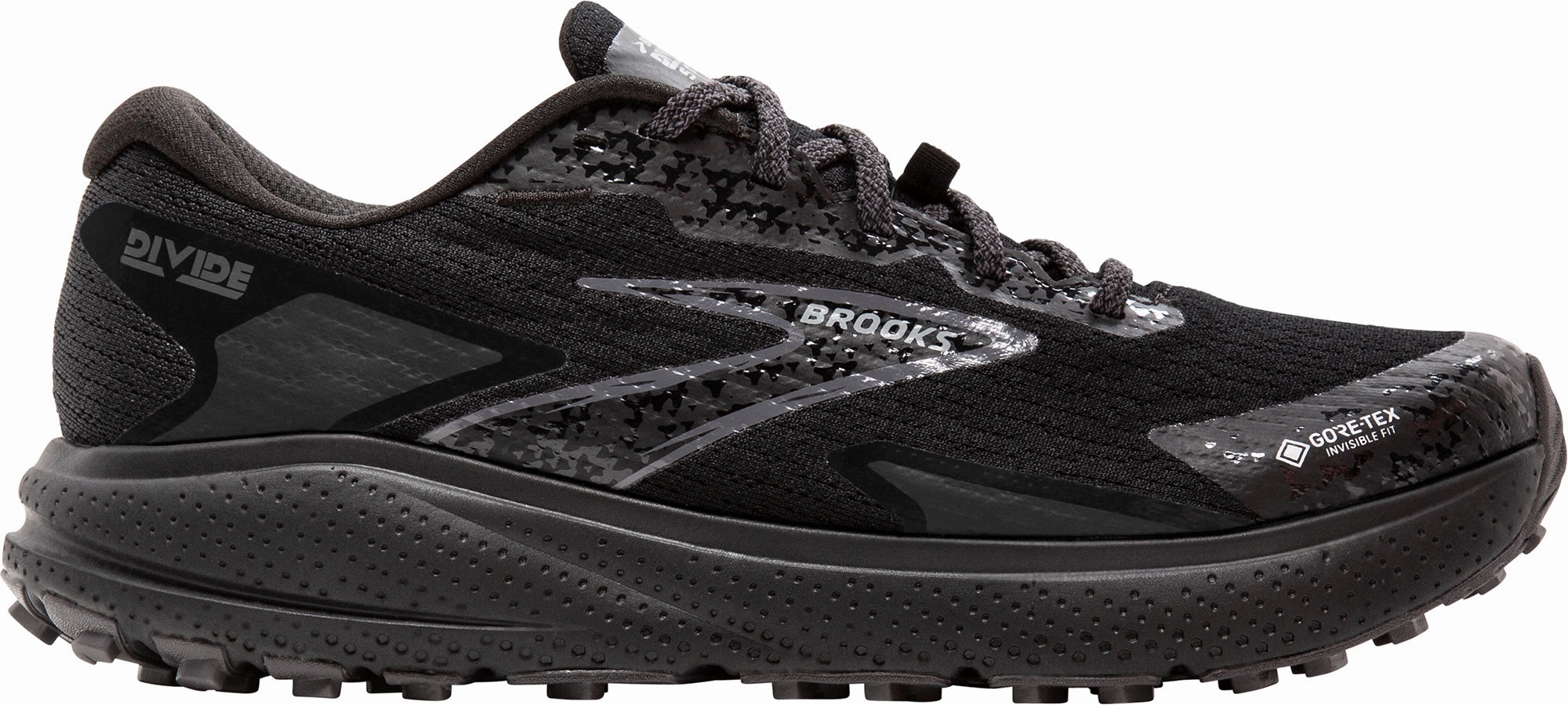 Brooks Divide 5 GORE-TEX Mens Trail Running Shoes - Black Summer Walks Wireless Lacing Tech