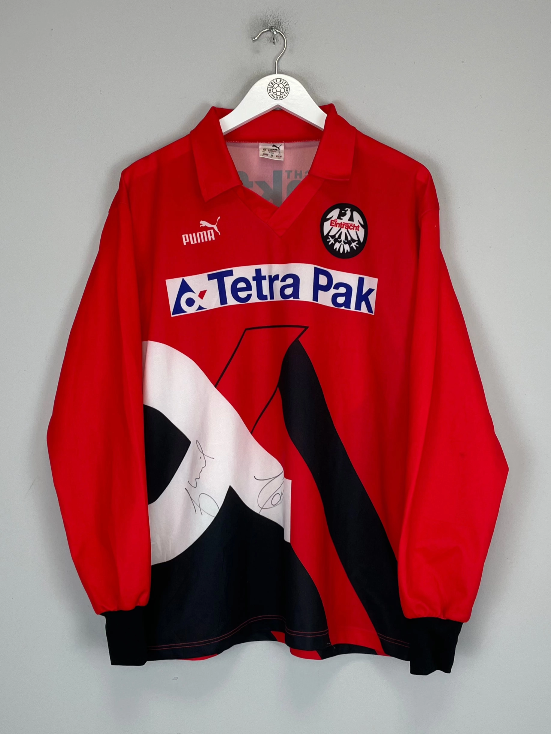 Breathable Underarm Gussets Anti Pilling Treatment 1993/94 EINTRACHT FRANKFURT *SIGNED* L/S HOME SHIRT (XL) PUMA