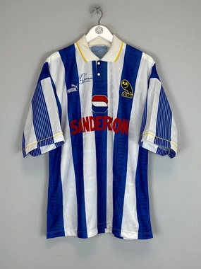 1993/95 SHEFFIELD WEDNESDAY *SIGNED* HOME SHIRT (XL) PUMA Knit Grid Mesh