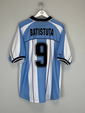2000/01 ARGENTINA BATISTUTA #9 HOME SHIRT (XL) REEBOK Flexible Fit Ribbed Hem Detail