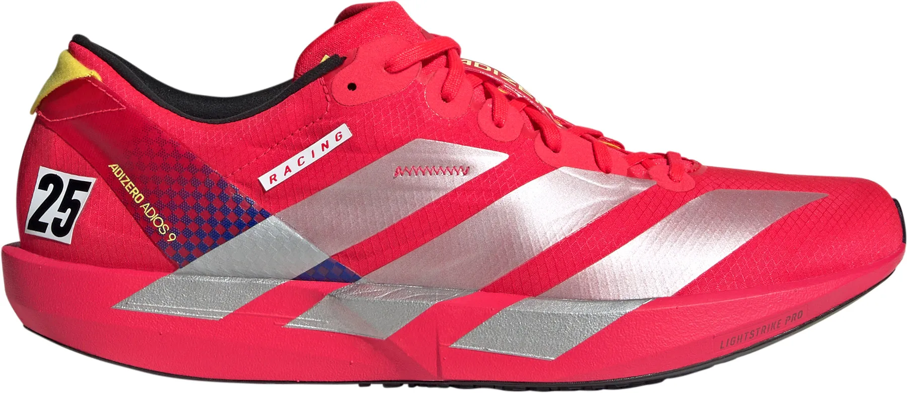 adidas Adizero Adios 9 Mens Running Shoes - Red Streetwear Style Mid Foot