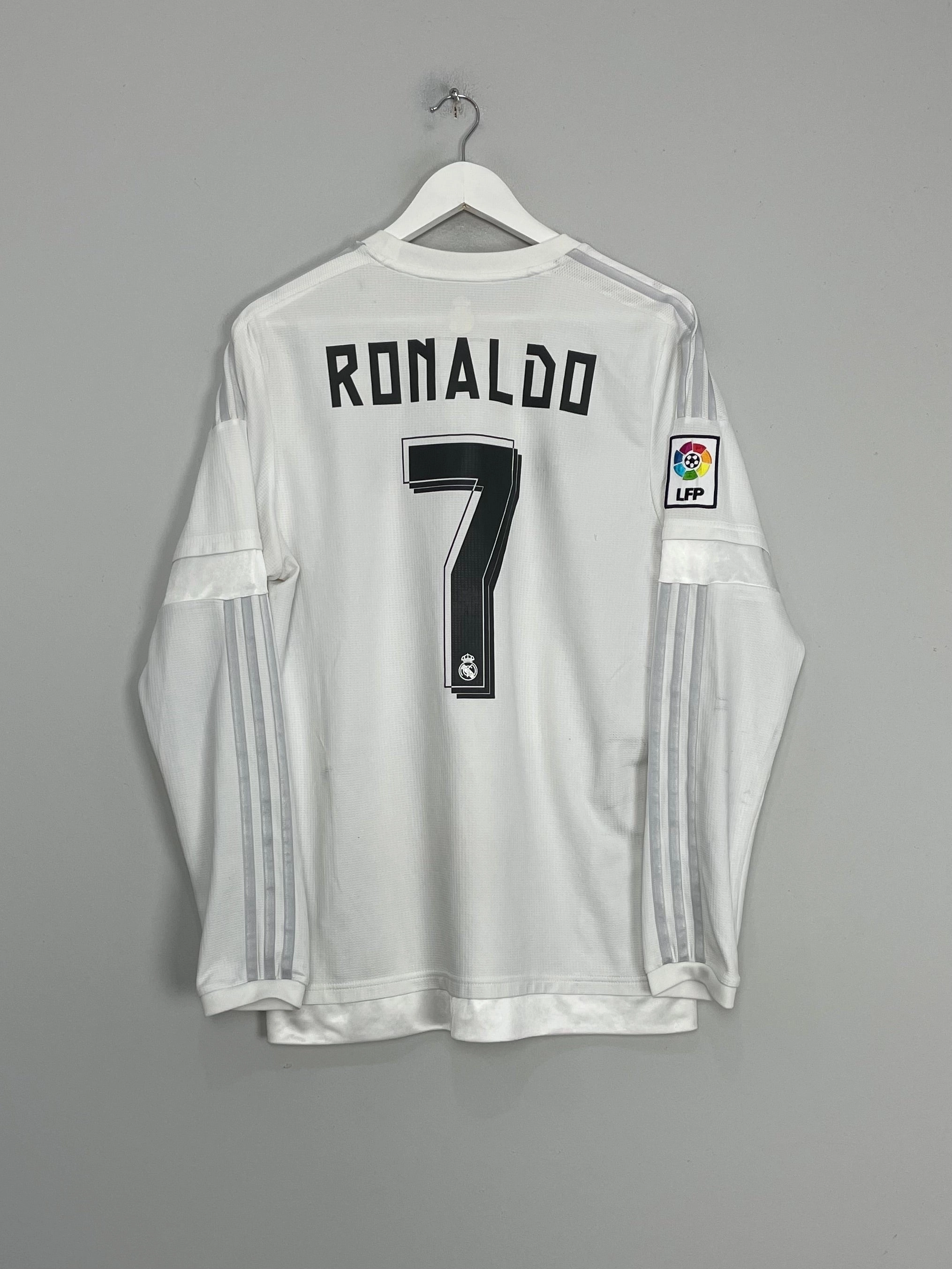 2015/16 REAL MADRID RONALDO #7 L/S HOME SHIRT (L) ADIDAS Modern Cut