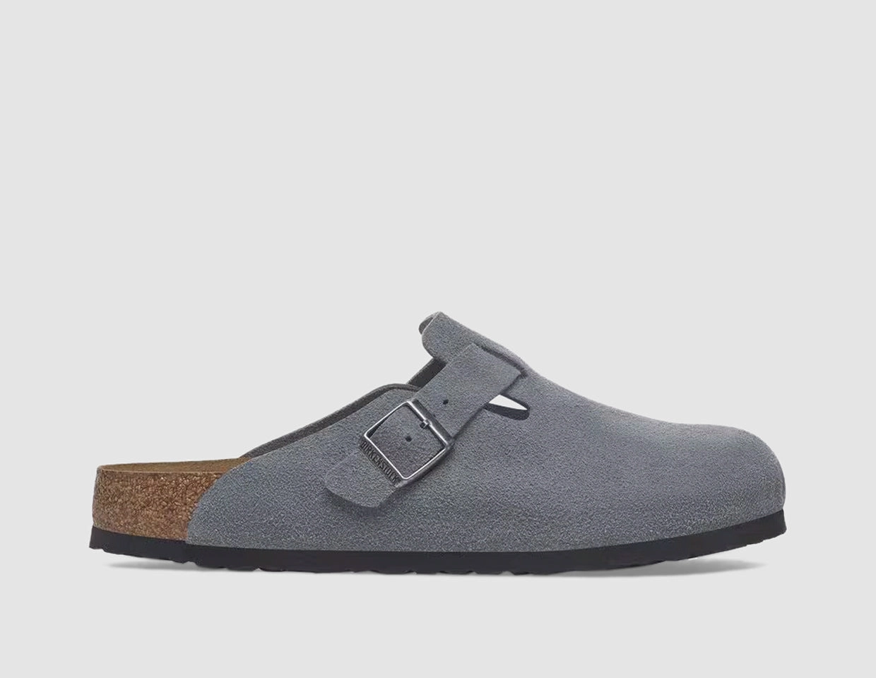 Birkenstock Boston Soft Footbed / Basalt Gray Suede Sole Traction Market Walk