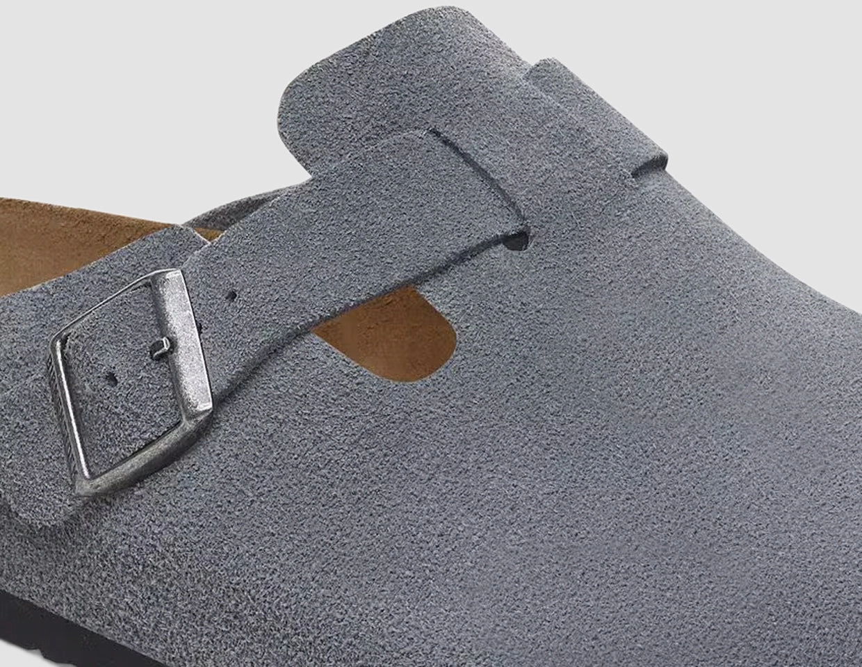 Heel Support Birkenstock Boston Soft Footbed / Basalt Gray Suede