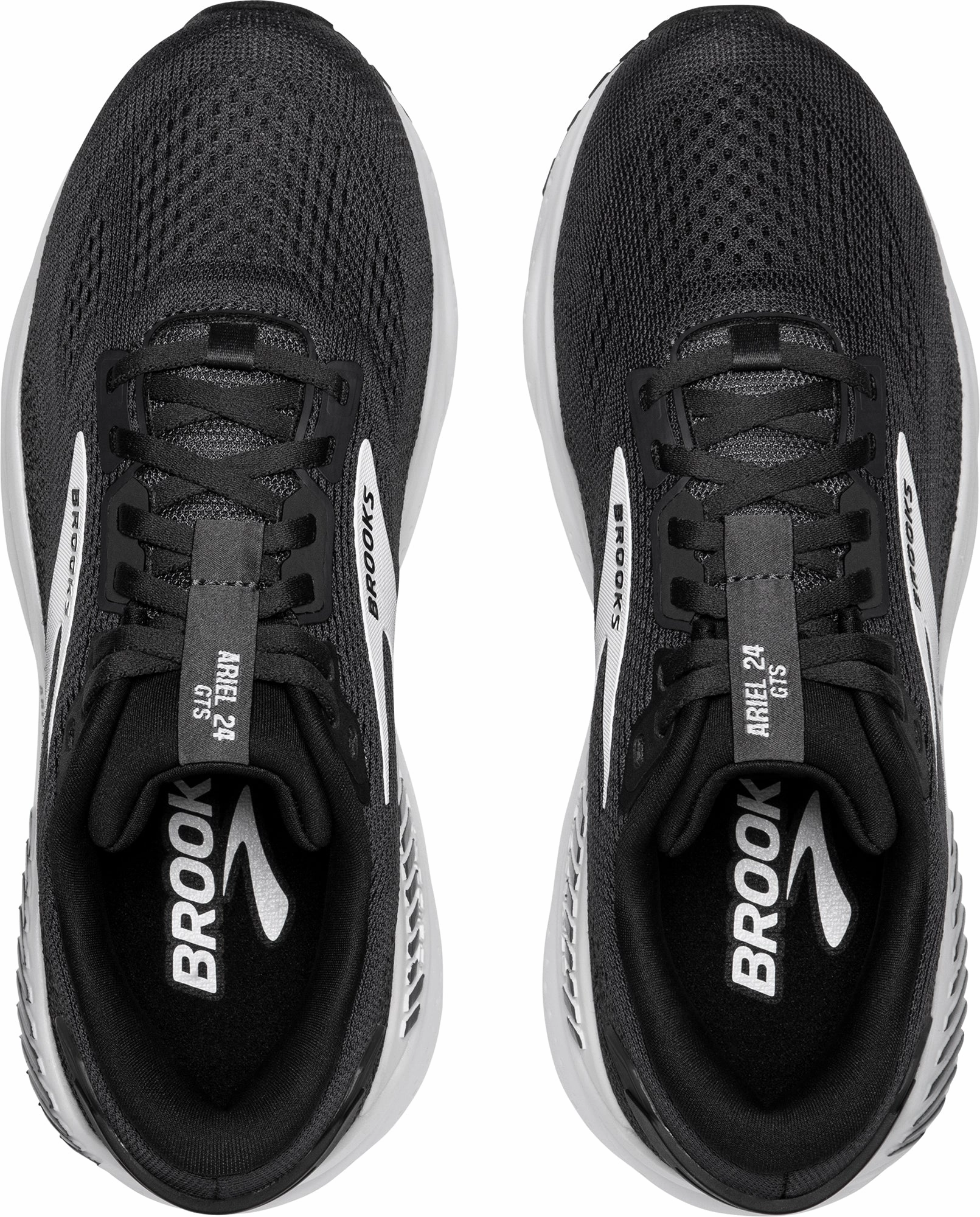 Brooks Ariel GTS 24 Womens Running Shoes - Black Hyperlock Heel Cage Elastic Sling