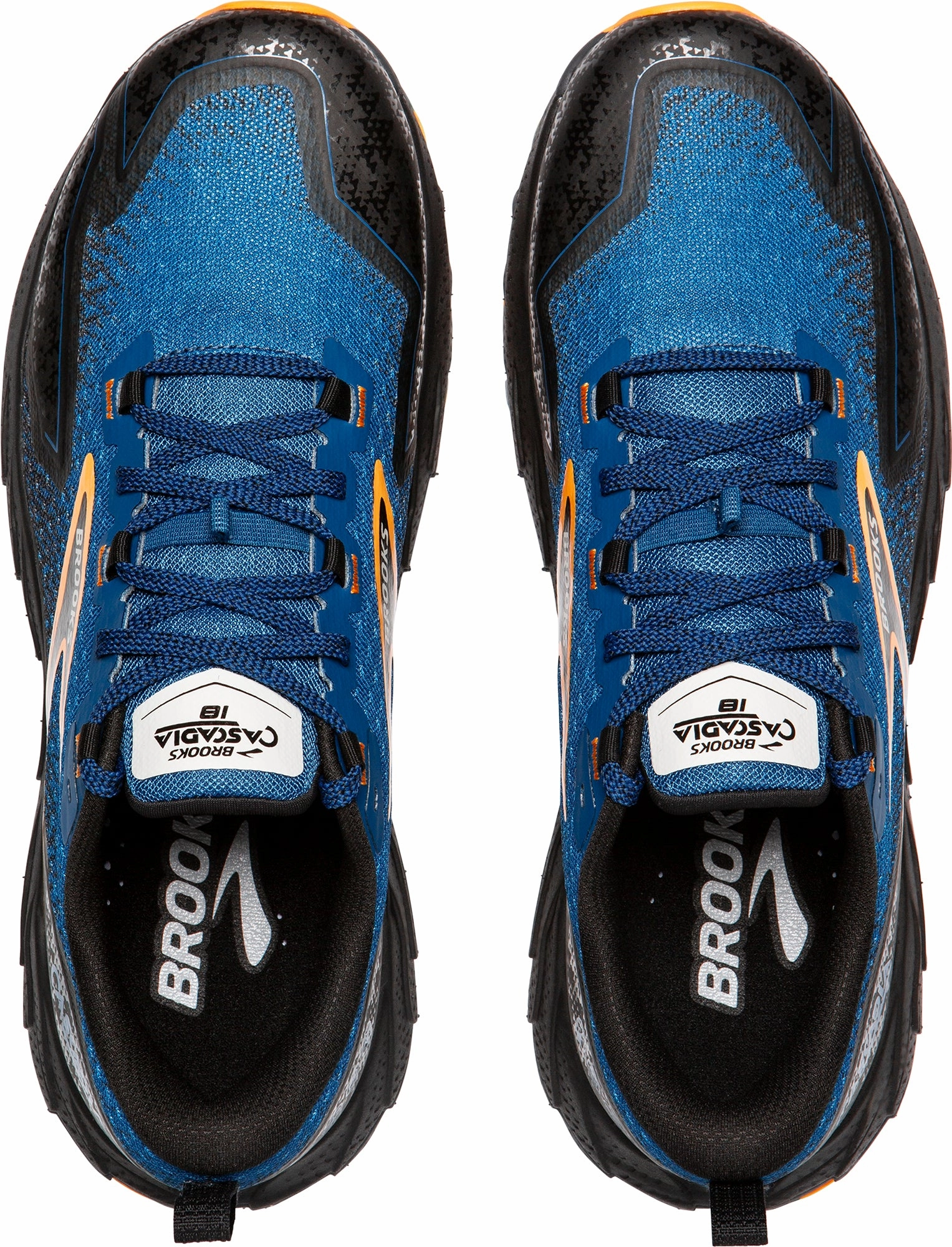 Asymmetric Lacing Designs Gait Optimized Brooks Cascadia 18 Mens Trail Running Shoes - Blue