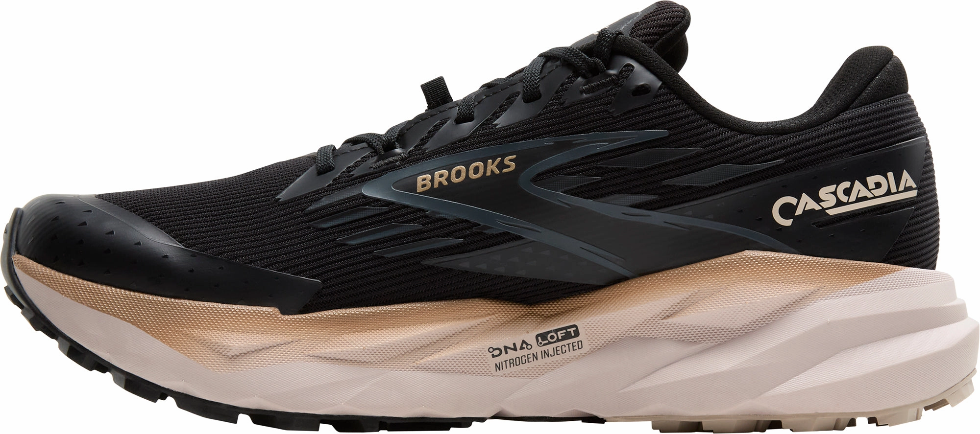 Brooks Cascadia 19 GORE-TEX Mens Trail Running Shoes - Black Microfiber Heel Counter High Shine