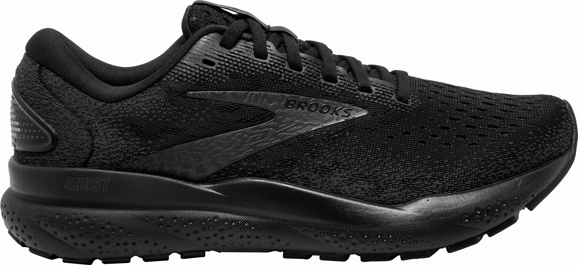 Balanced feel High Traction Outsole Brooks Ghost 16 WIDE FIT (4E) Mens Running Shoes - Black