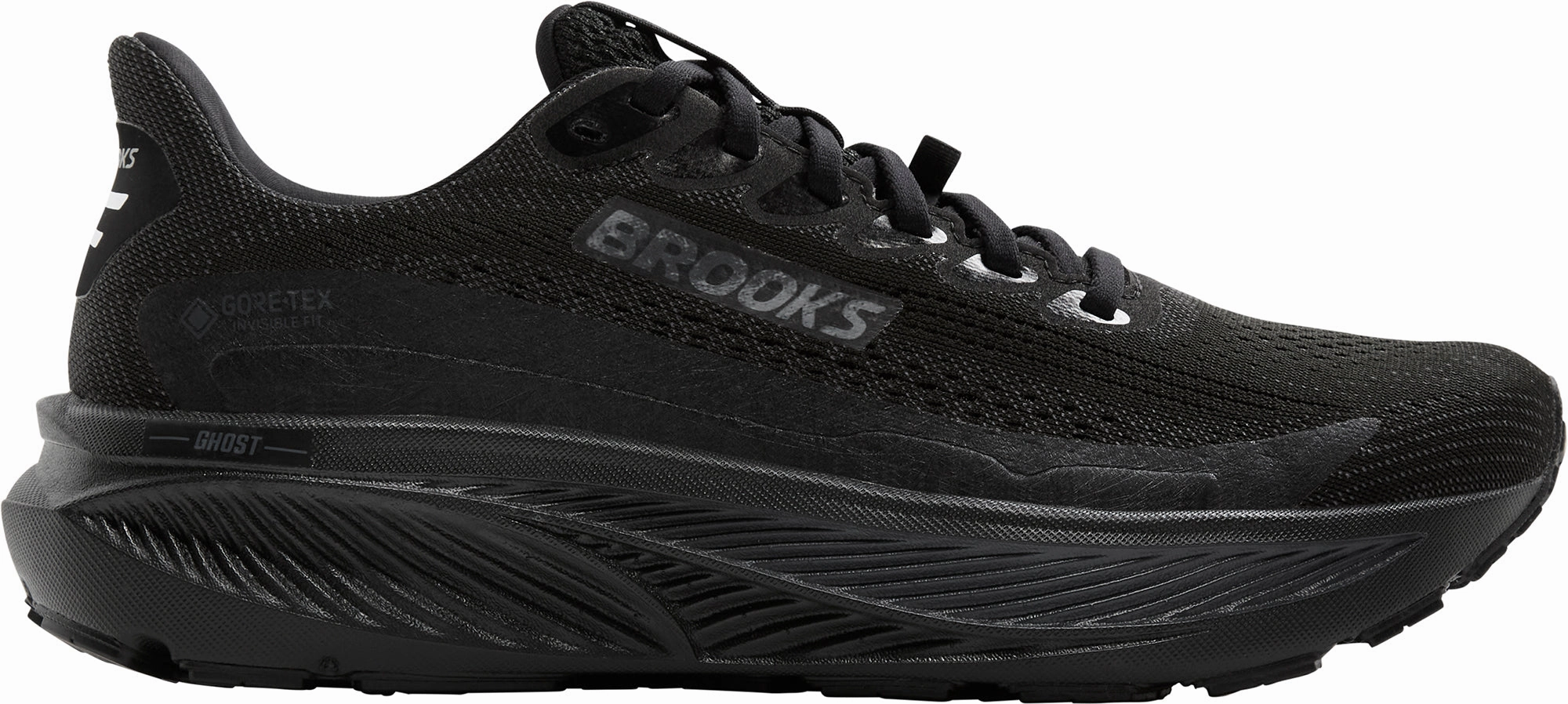 Brooks Ghost 17 GORE-TEX Mens Running Shoes - Black Stretchable Tongue Comfort Lining