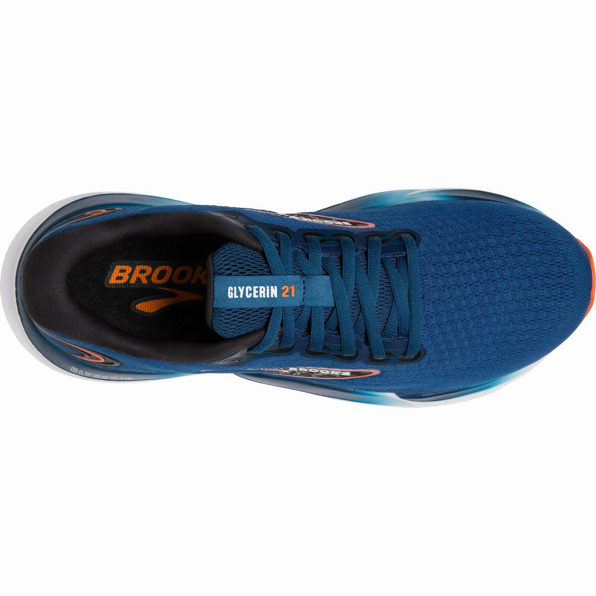 Brooks Glycerin 21 WIDE FIT Mens Running Shoes - Blue Insole Support
