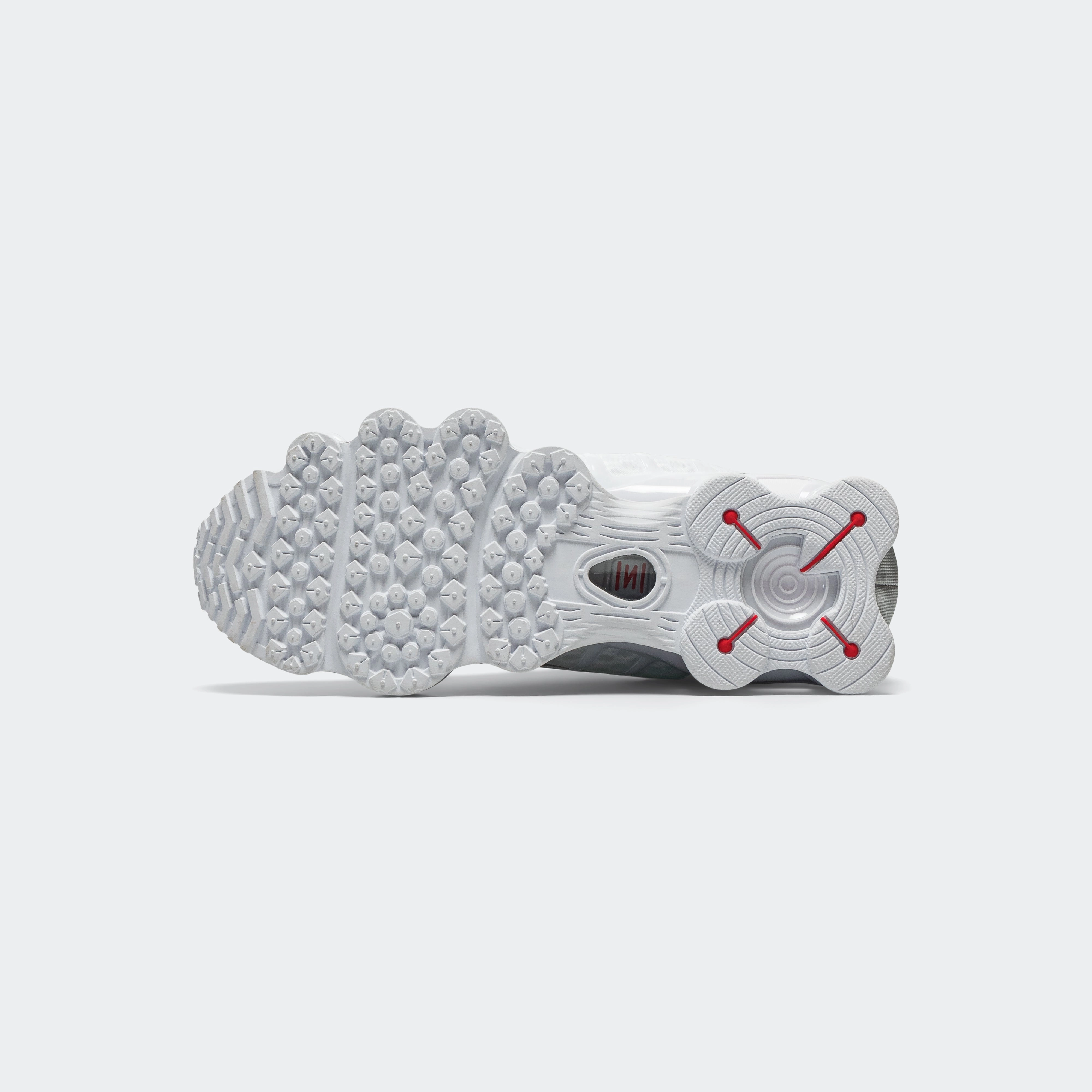 Womens Shox TL - White/White-Metallic Silver-Max Orange Multi Density Sole Knit Weave Texture