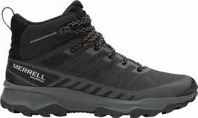 Easy Fit Boots Merrell Speed Eco Mid Waterproof Mens Walking Boots - Black