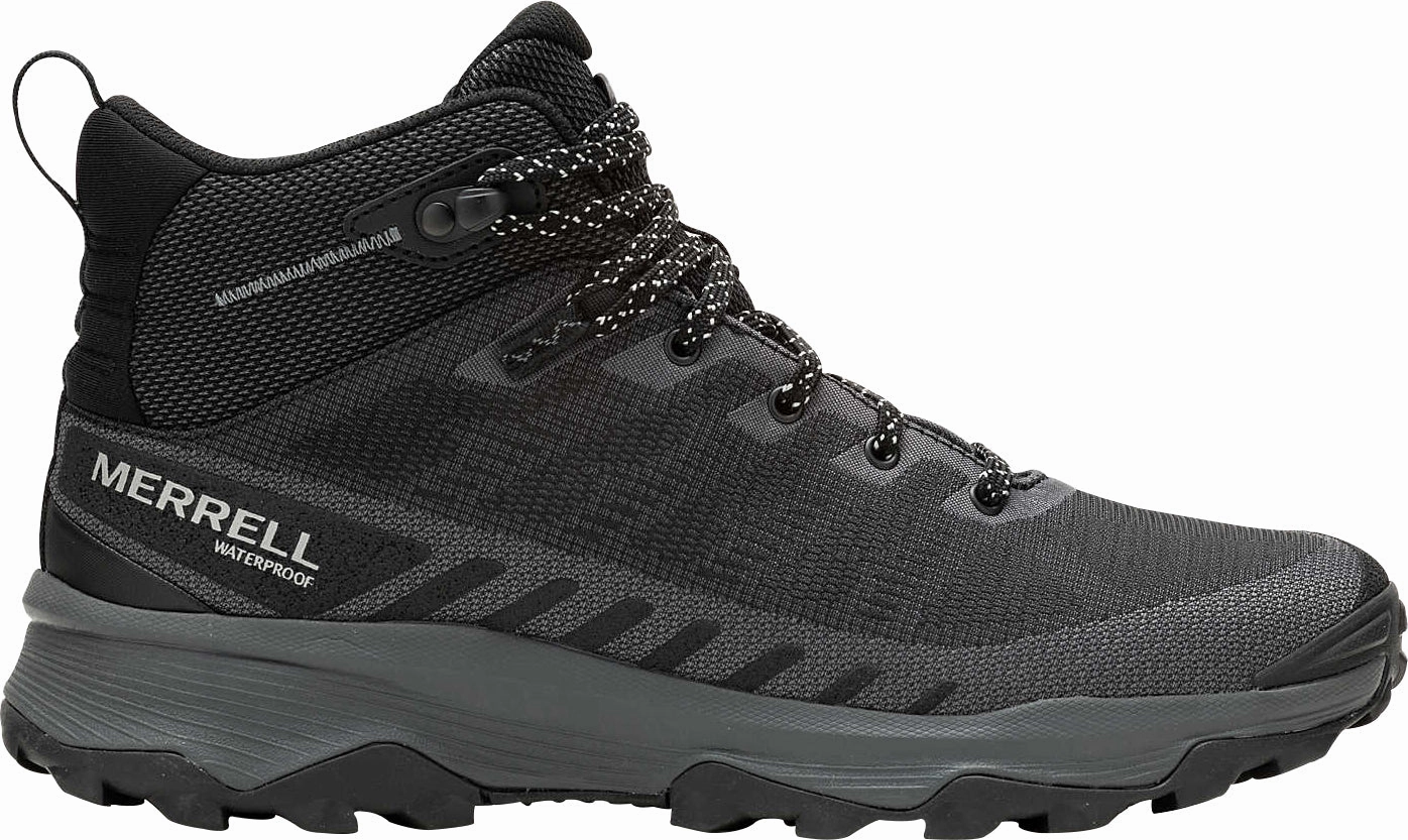 Easy Fit Boots Merrell Speed Eco Mid Waterproof Mens Walking Boots - Black