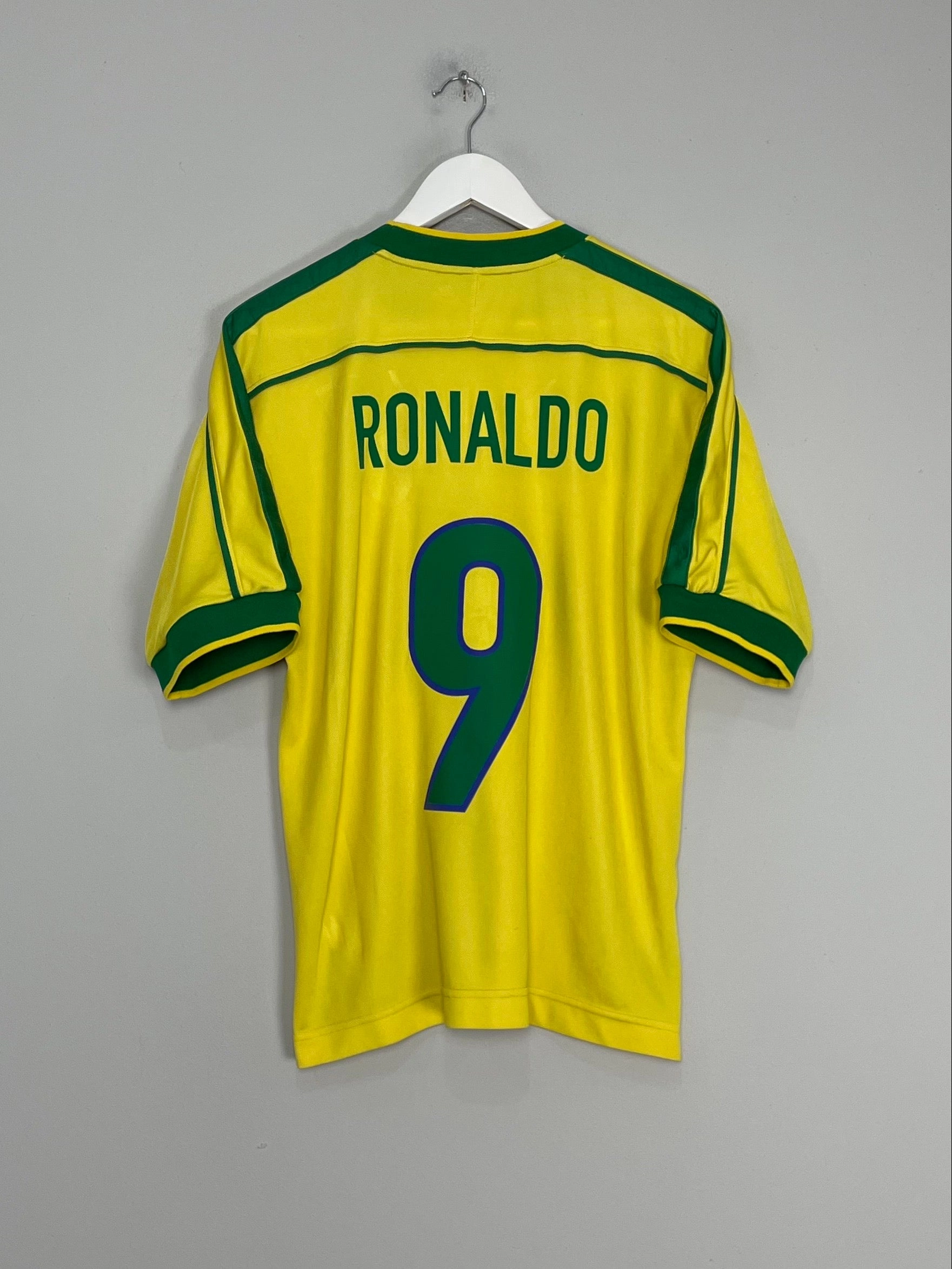 Active Motion Yarn Dye Technique 1998/00 BRAZIL RONALDO #9 HOME SHIRT (M) NIKE