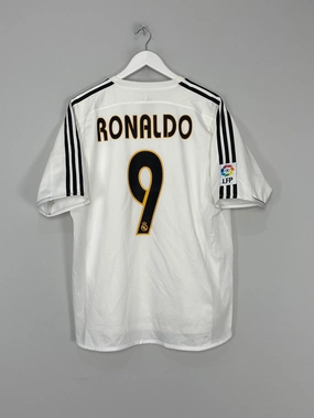 Stylish Comfort Temperature Control Technology 2004/05 REAL MADRID RONALDO #9 *PLAYER ISSUE* HOME SHIRT (L) ADIDAS