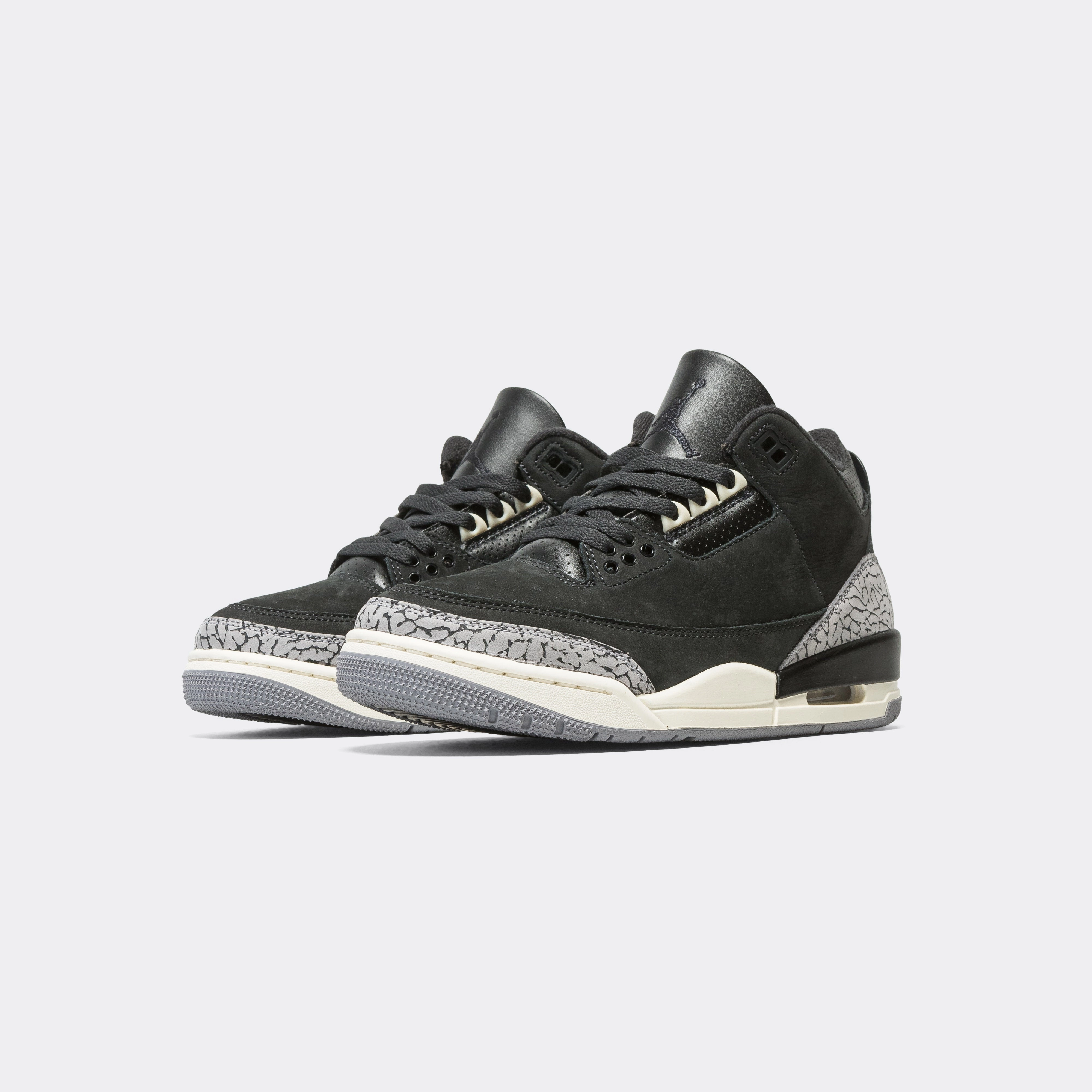 Womens Air Jordan 3 - Off Noir/Black-Sail-Cement Grey Sturdy flexibility Flex Zones Engineering
