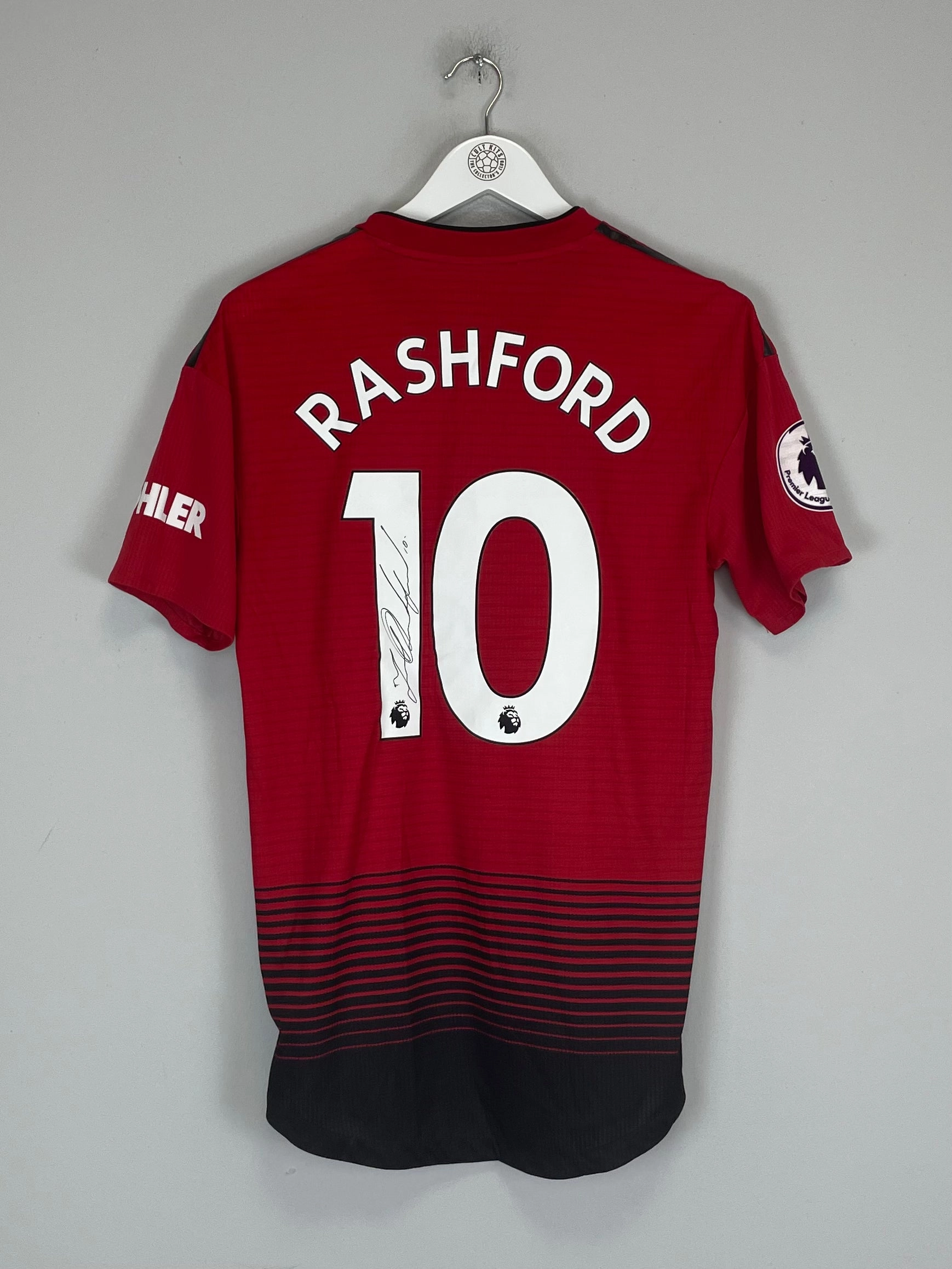 2018/19 MANCHESTER UNITED RASHFORD #10 *MATCH ISSUE   SIGNED* HOME SHIRT (M) ADIDAS Abrasion Free Design Zero Slip Inner Layer
