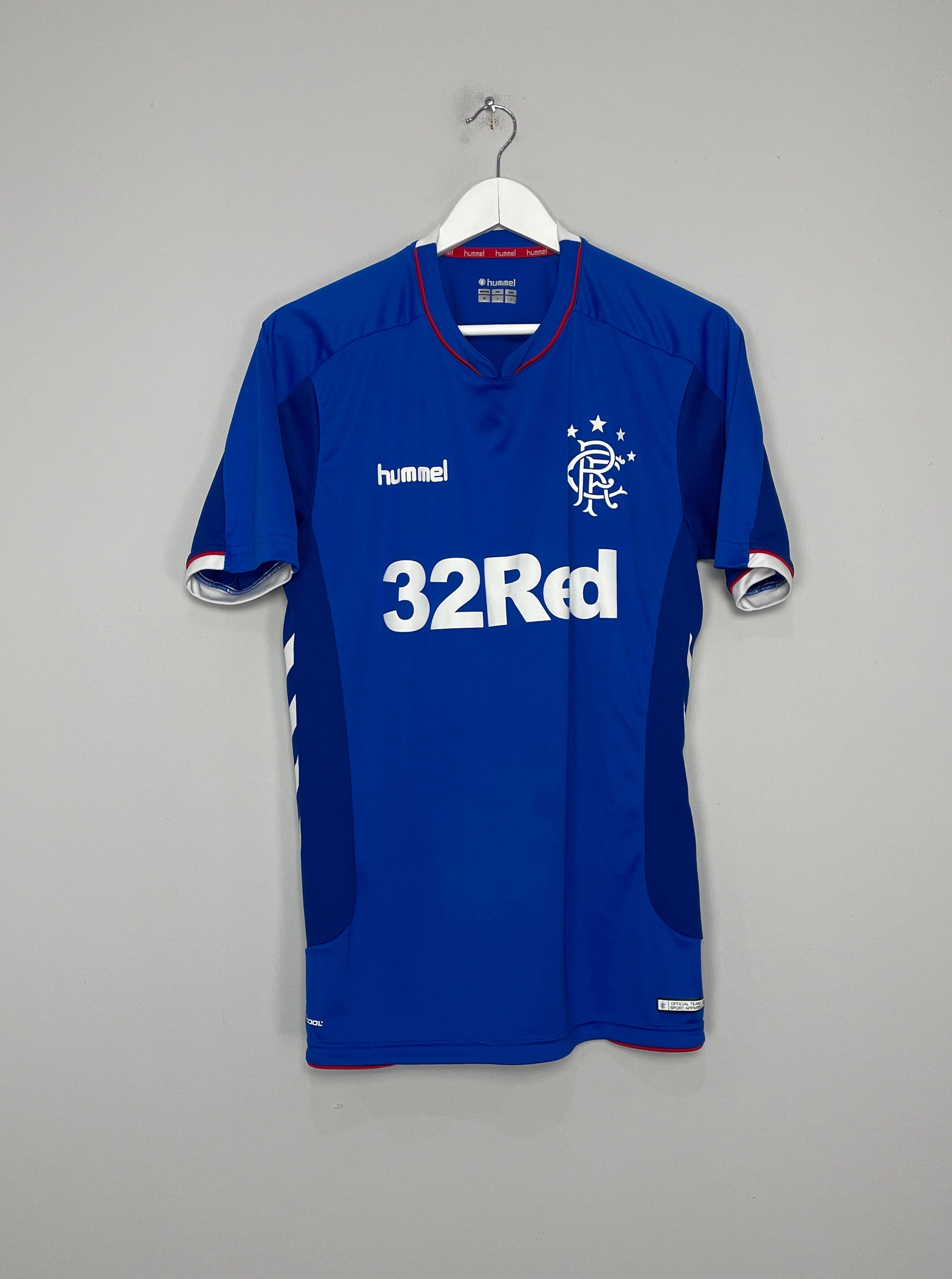2018/19 RANGERS HOME SHIRT (M) HUMMEL Flexible Collar System