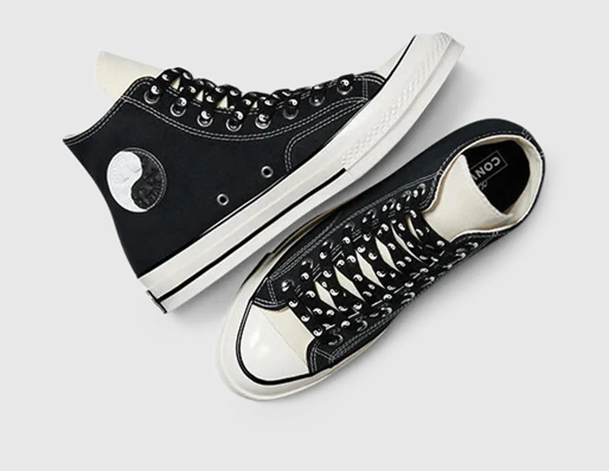 elastic lacing shoes afternoon running shoe time Converse Chuck 70 Hi All Star Yin-Yang Black / Egret